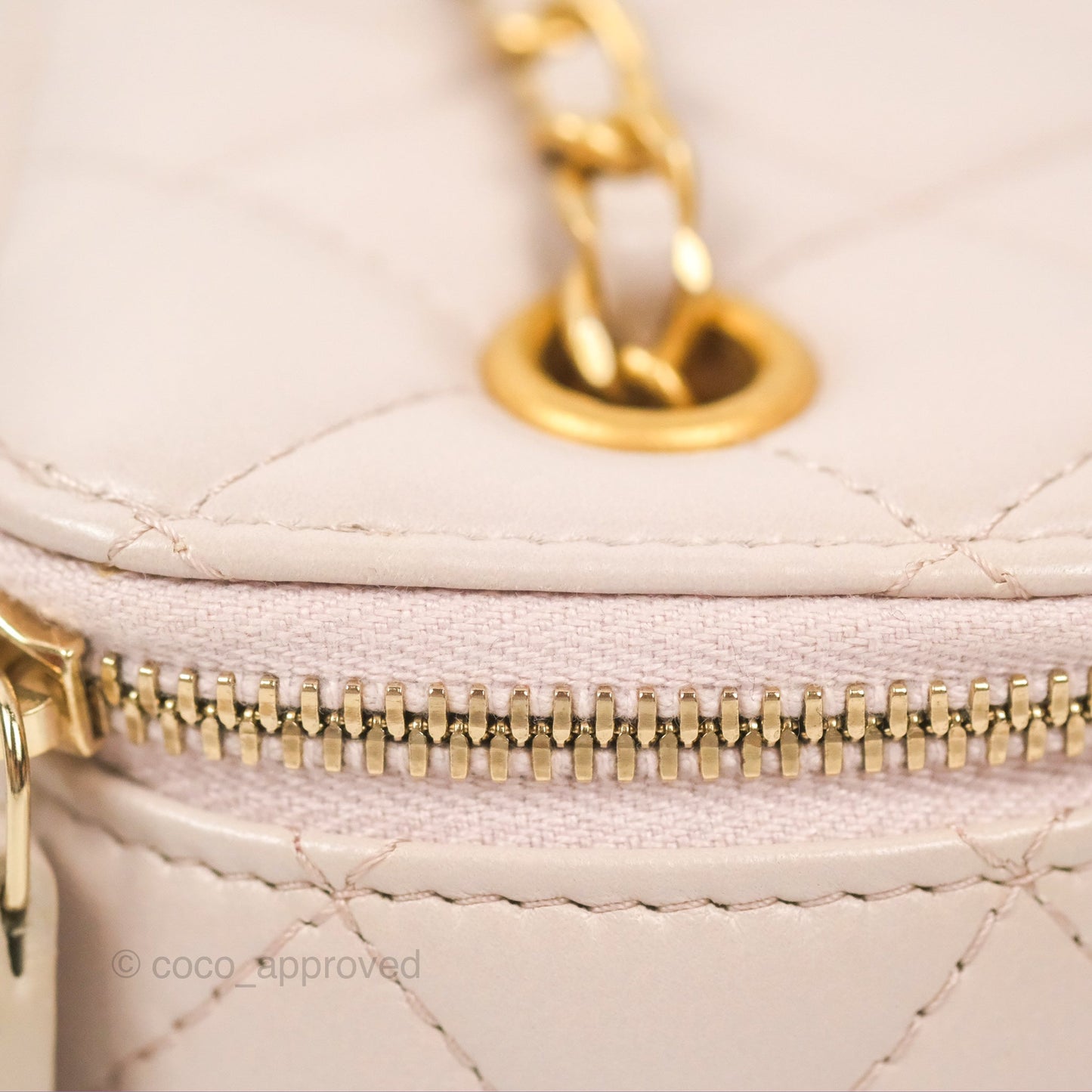 Chanel Classic Pearl Crush Mini Vanity With Chain Lilac Pink Lambskin Aged Gold Hardware