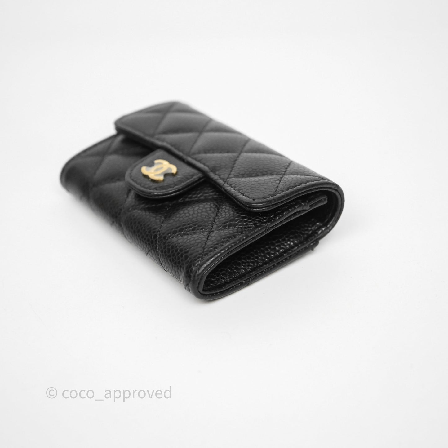 Chanel Quilted Flap Card Holder Black Caviar Gold Hardware