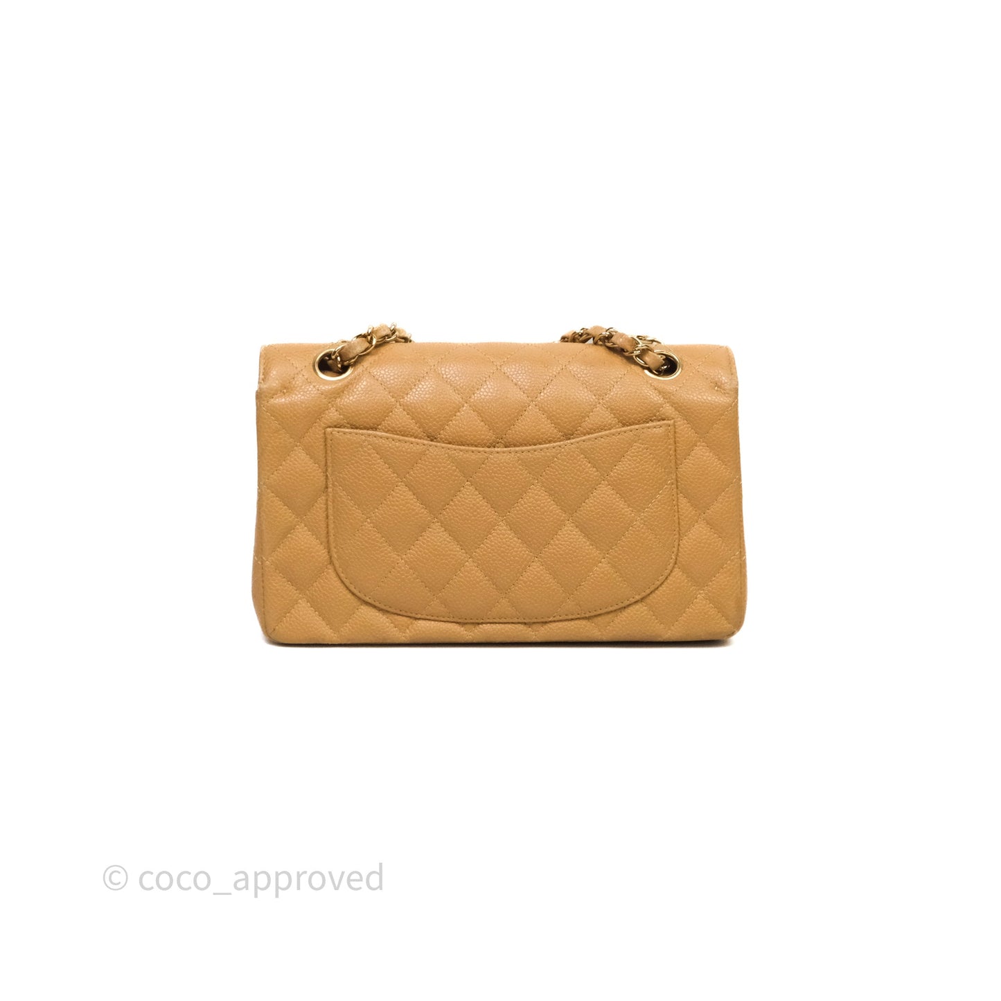 Chanel Vintage Small Classic Flap Beige Claire Caviar 24K Gold Hardware