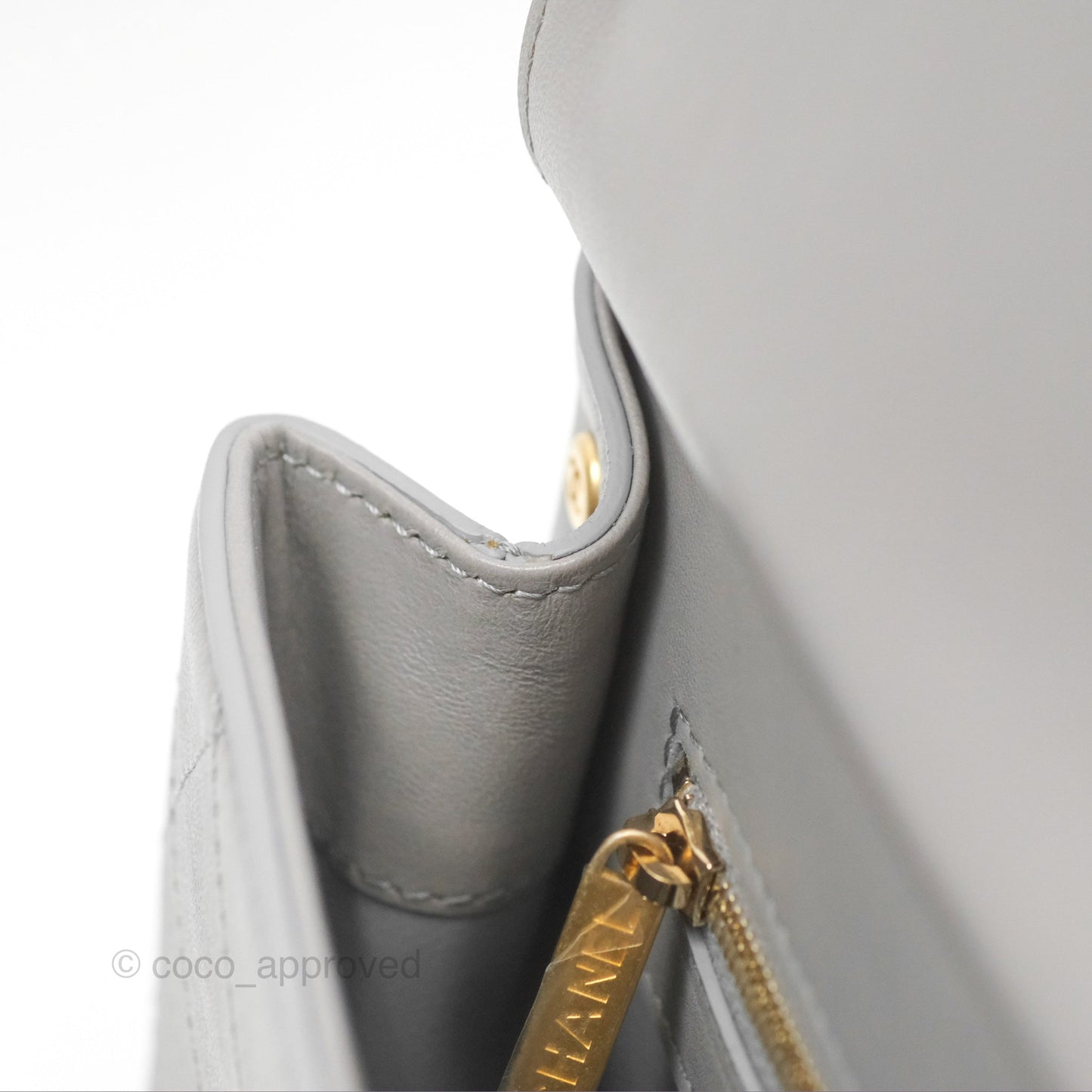 Chanel Small Quilted Coco Luxe Flap Bag Grey Calfskin Aged Gold Hardware