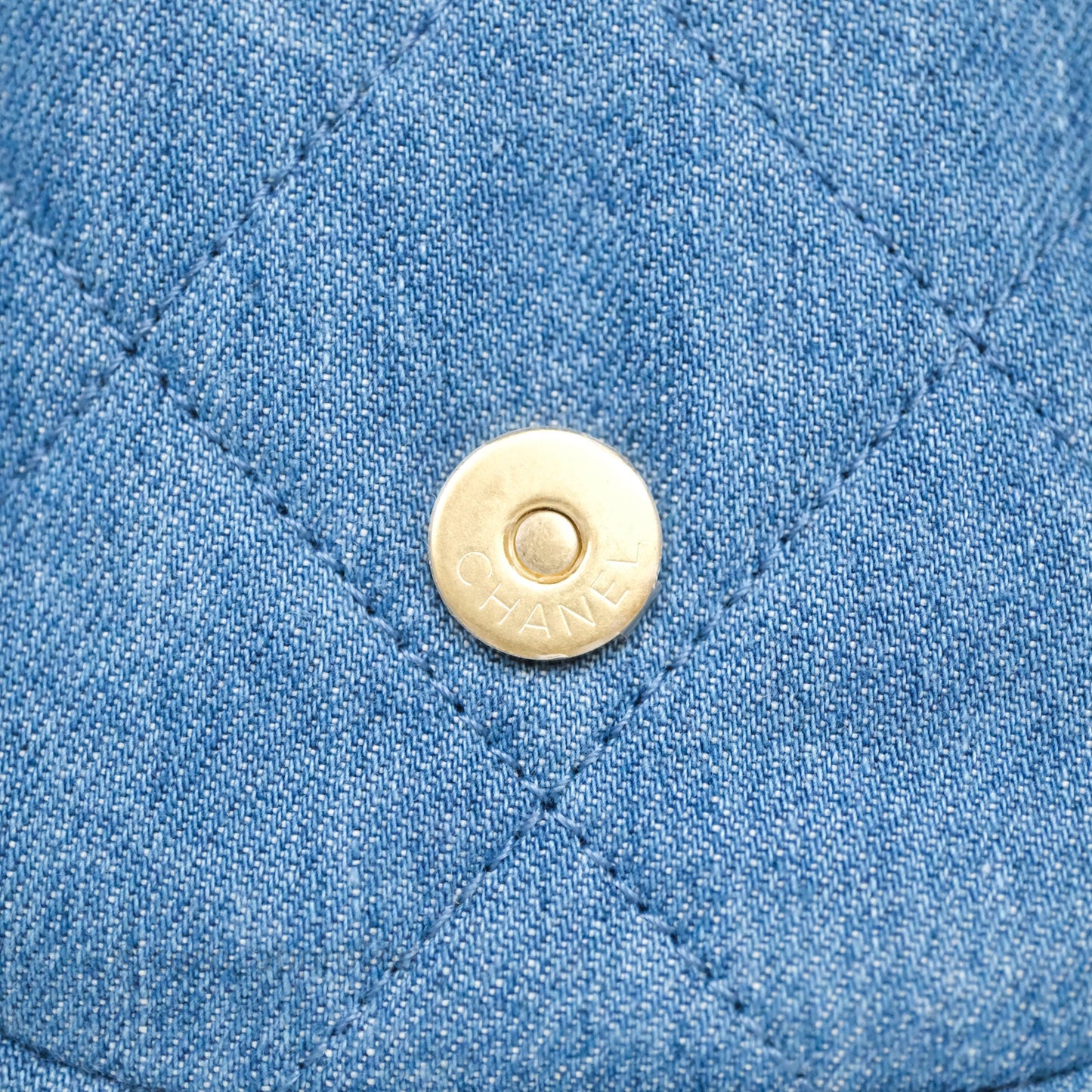 Chanel Double Pocket Hobo Bag Blue Denim Aged Gold Hardware