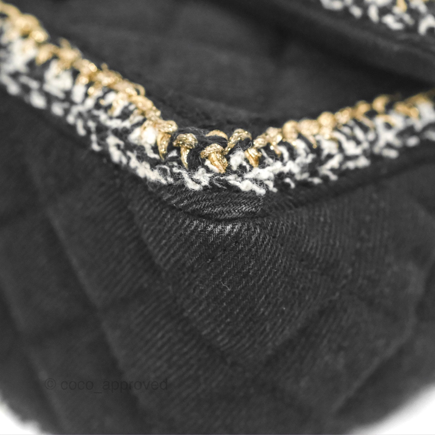 Chanel Mini Rectangular Flap Bag Black Denim Braided Gold Hardware 18A