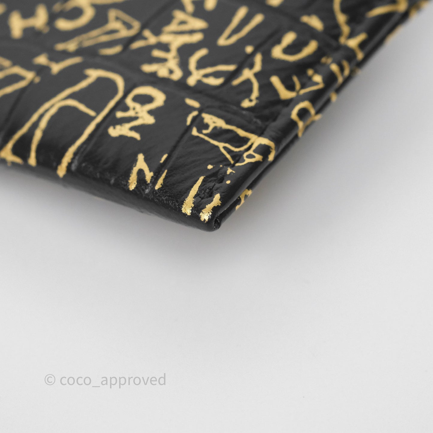 Chanel Graffiti 2.55 Reissue Flat Card Holder Black/ Gold Crocodile Embossed