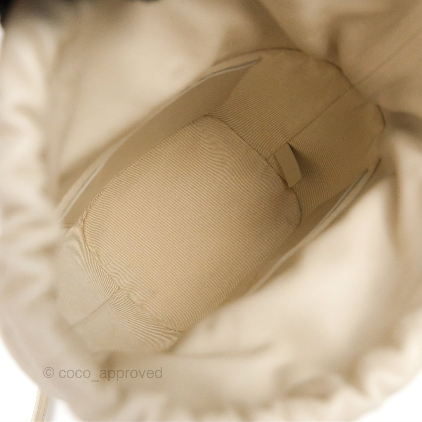 Chanel Quilted Drawstring Bucket Bag Ivory Lambskin Aged Gold Hardware 19C