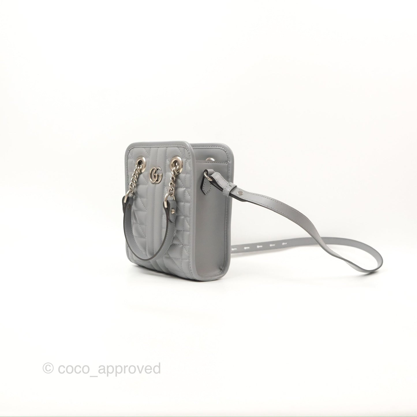 Gucci Mini GG Marmont Vertical Tote Bag Grey Silver Hardware