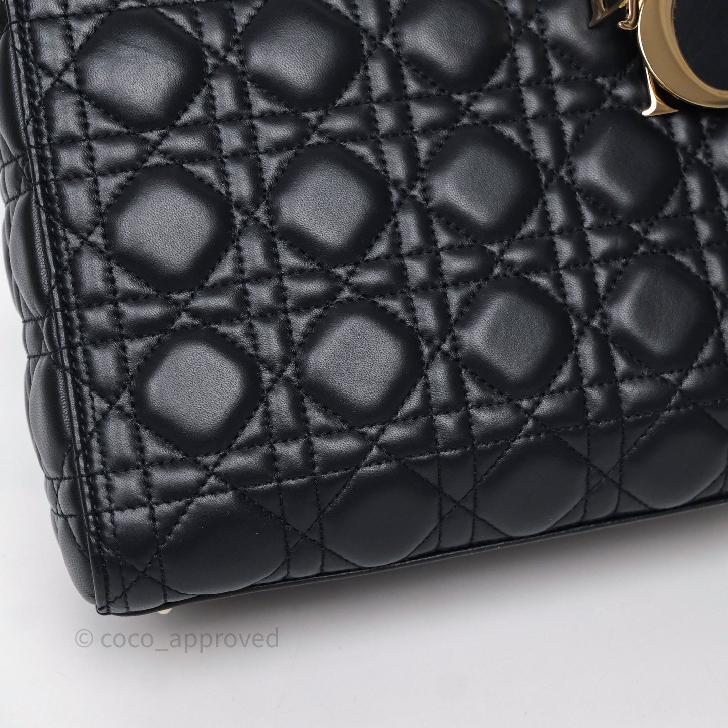 Christian Dior Medium Lady Dior Navy Lambskin Gold Hardware
