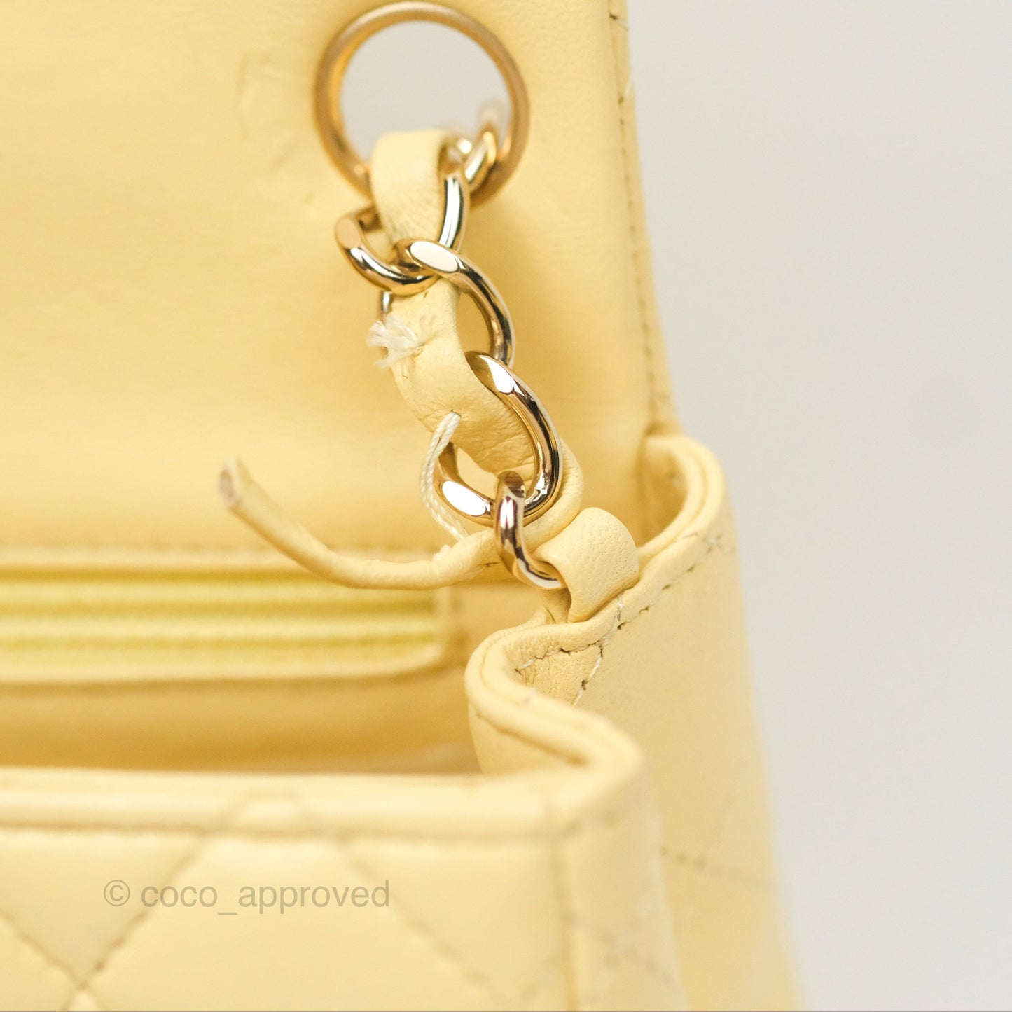 Chanel Mini Square Quilted Yellow Lambskin Gold Hardware