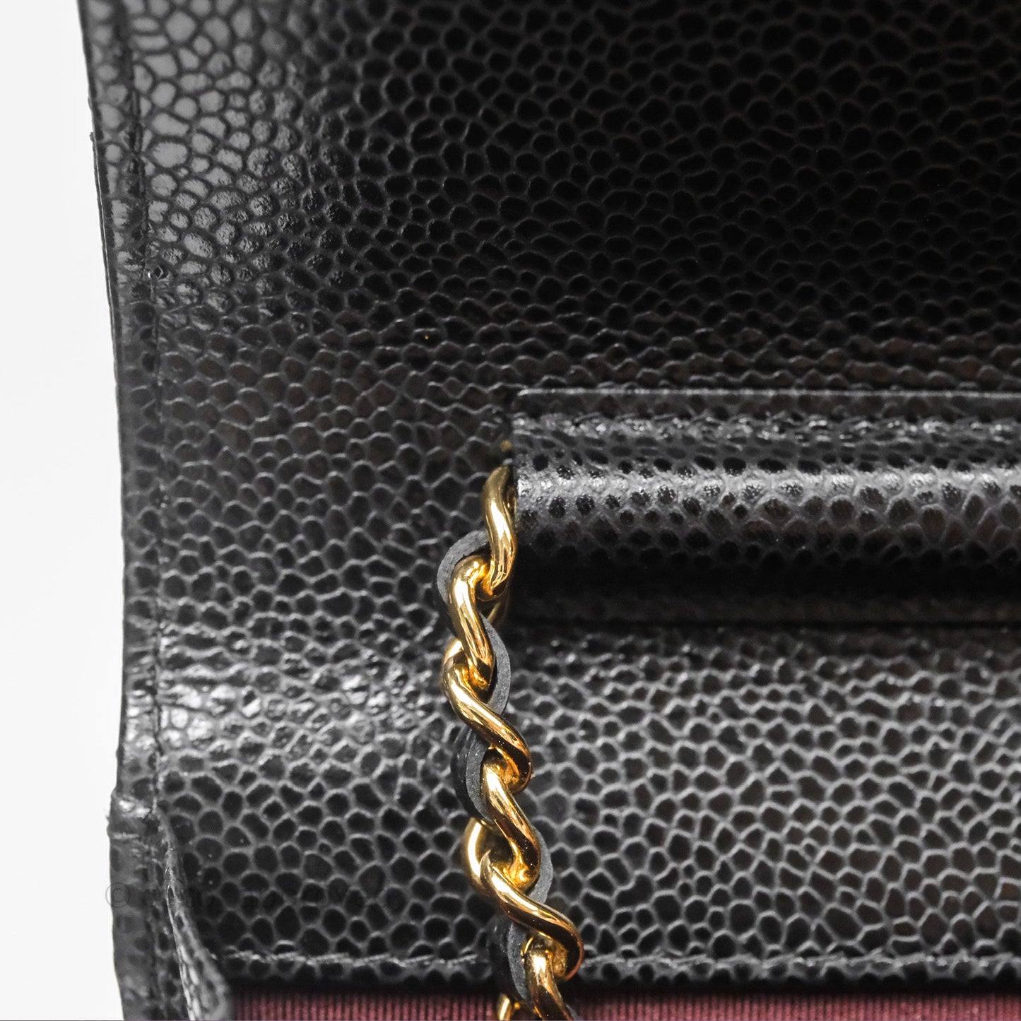Chanel Classic Quilted Wallet On Chain WOC Black Caviar Gold Hardware