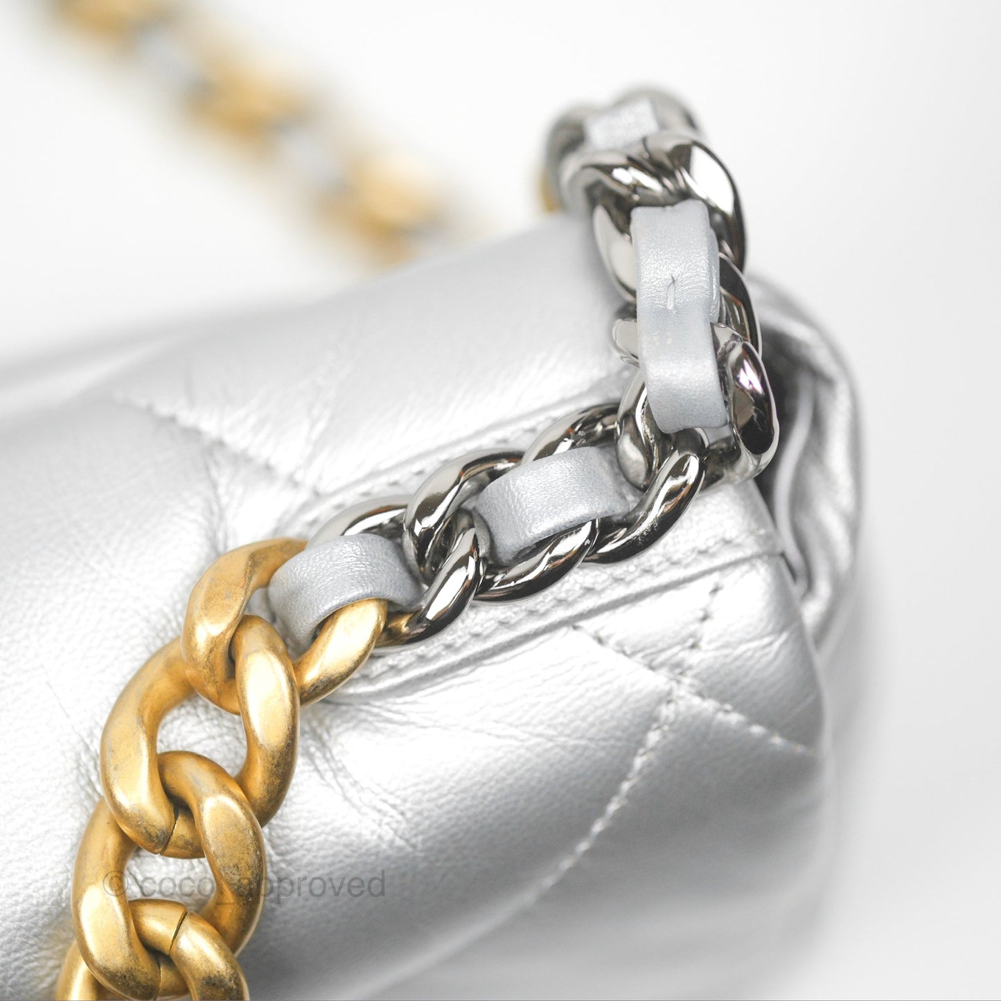 Chanel 19 Small Metallic Silver Goatskin Mixed Hardware