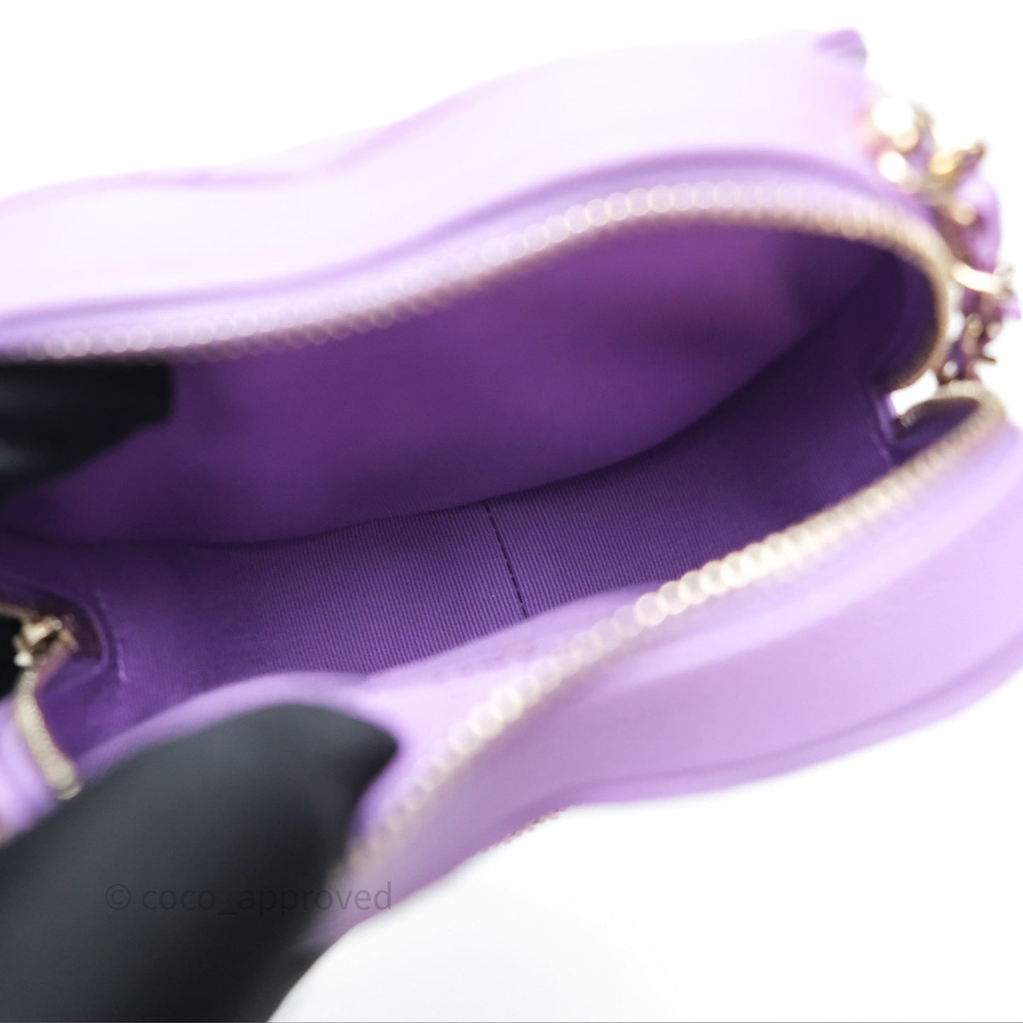 Chanel Small Heart Bag Purple Lambskin Gold Hardware 22S