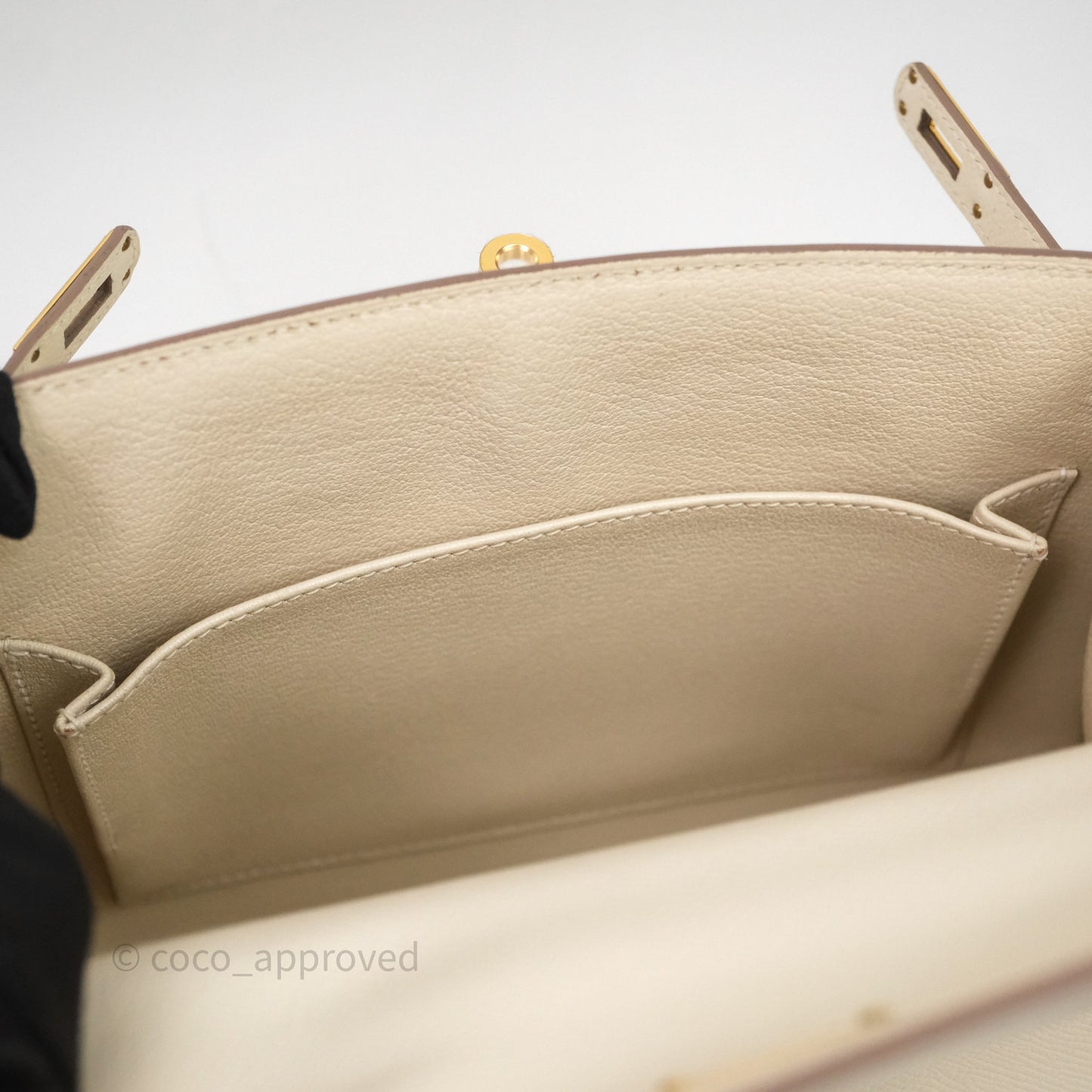 Hermes Kelly 25 Craie Epsom Gold Hardware