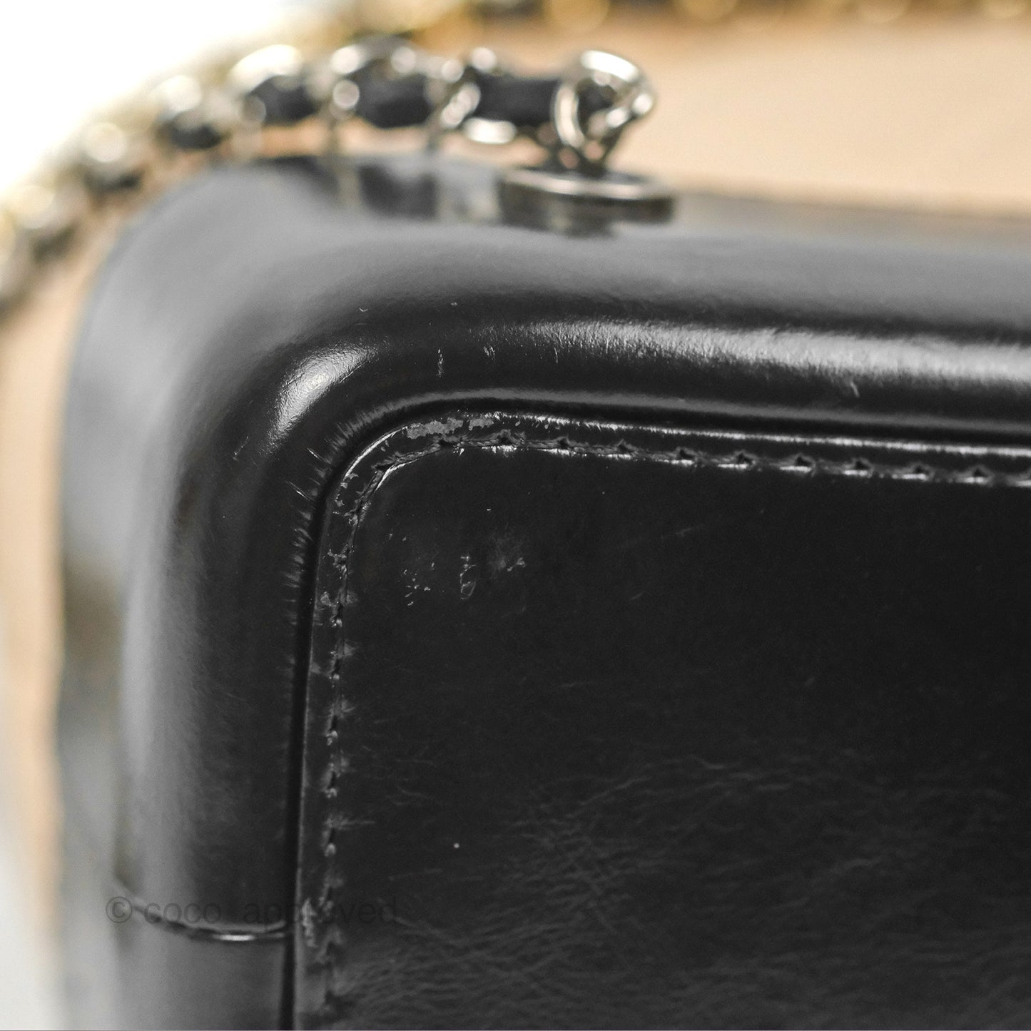 Chanel Small Gabrielle Backpack Beige Black Aged Calfskin