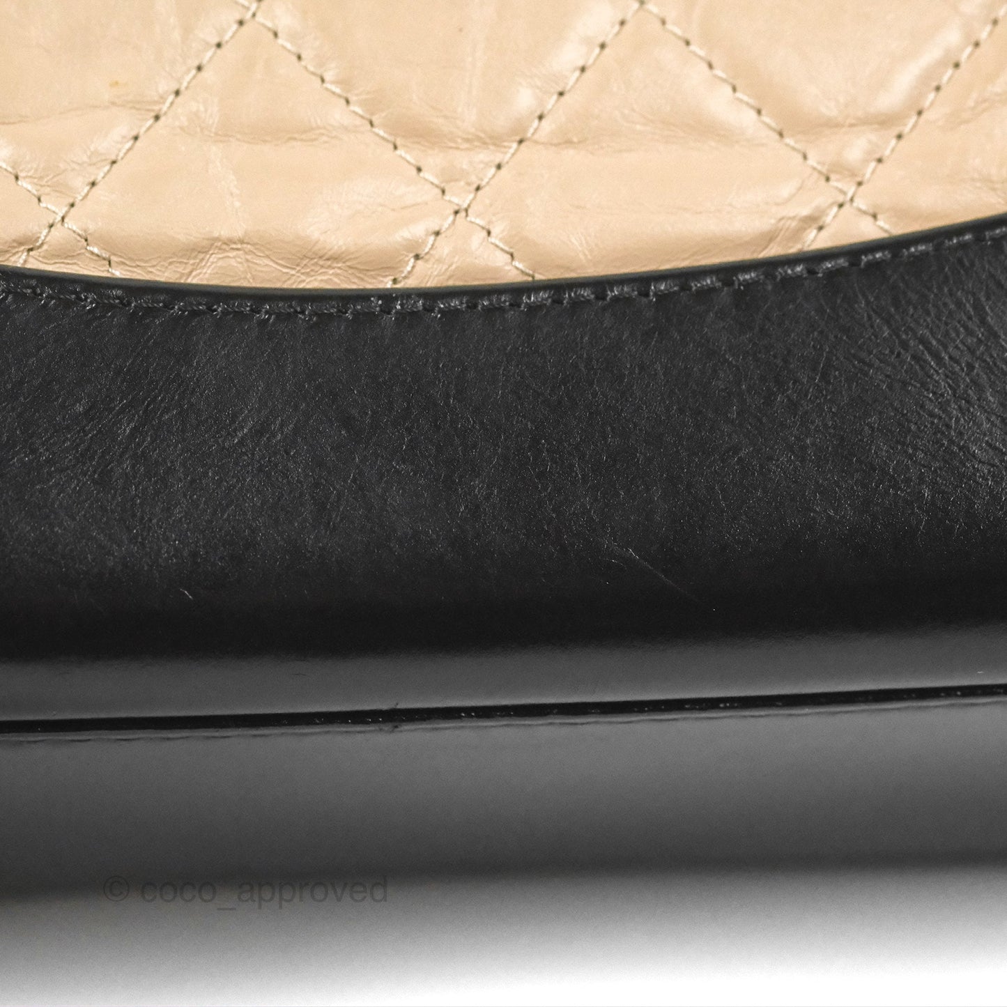 Chanel Small Gabrielle Backpack Beige Black Aged Calfskin