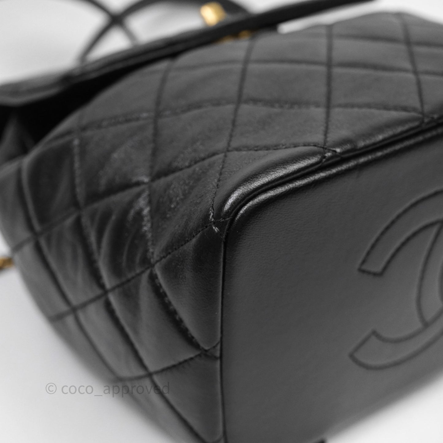 Chanel Backpack Black Calfskin Aged Gold Hardware