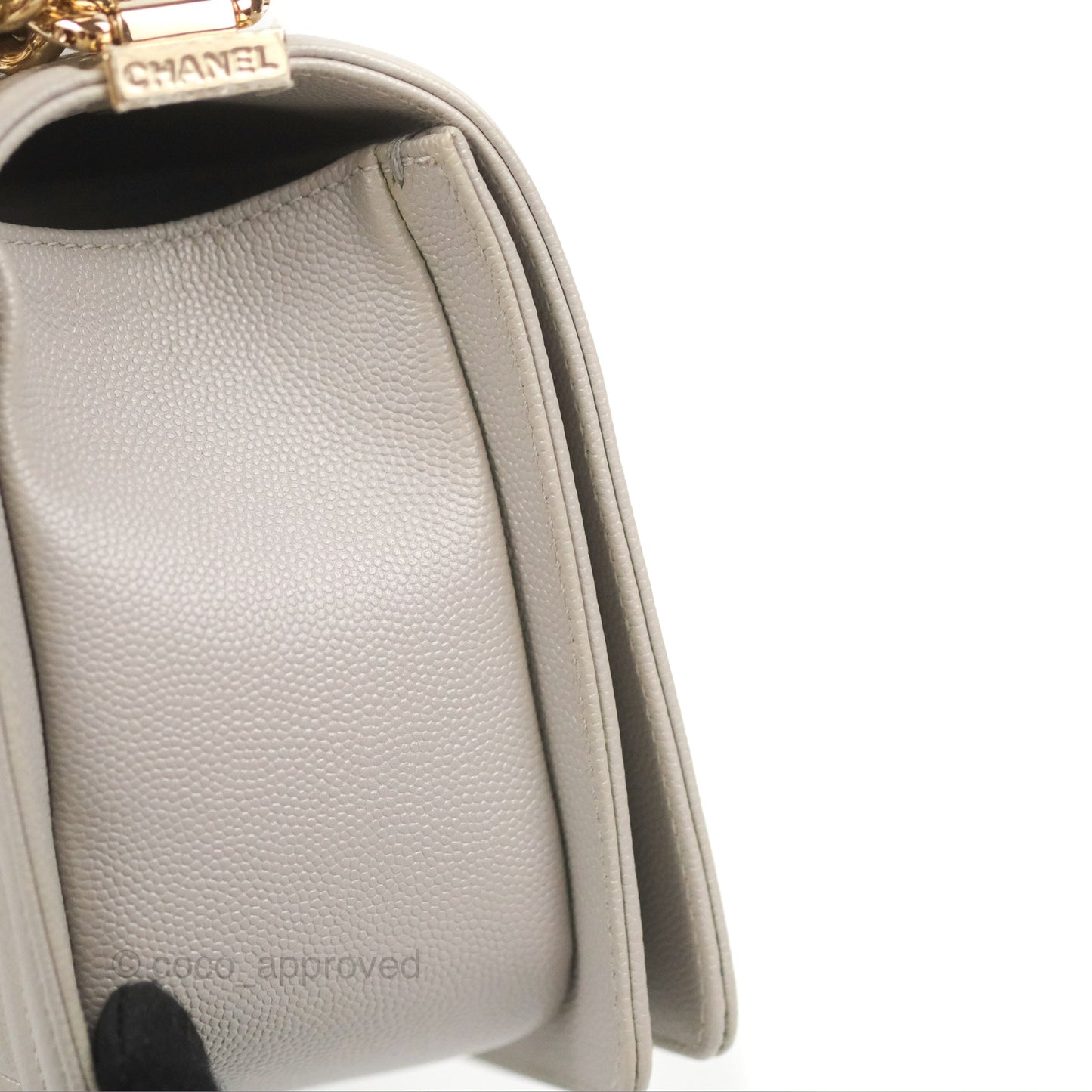 Chanel Medium Boy Chevron Grey Caviar Gold Hardware