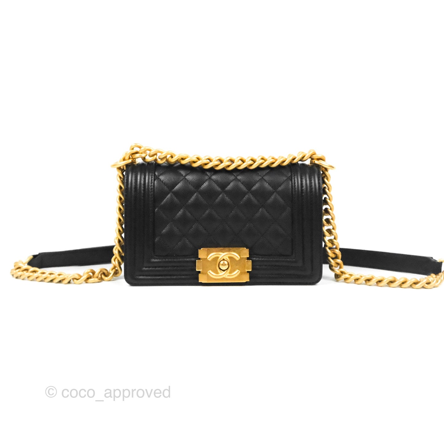 Chanel Small Boy Black Caviar Gold Hardware