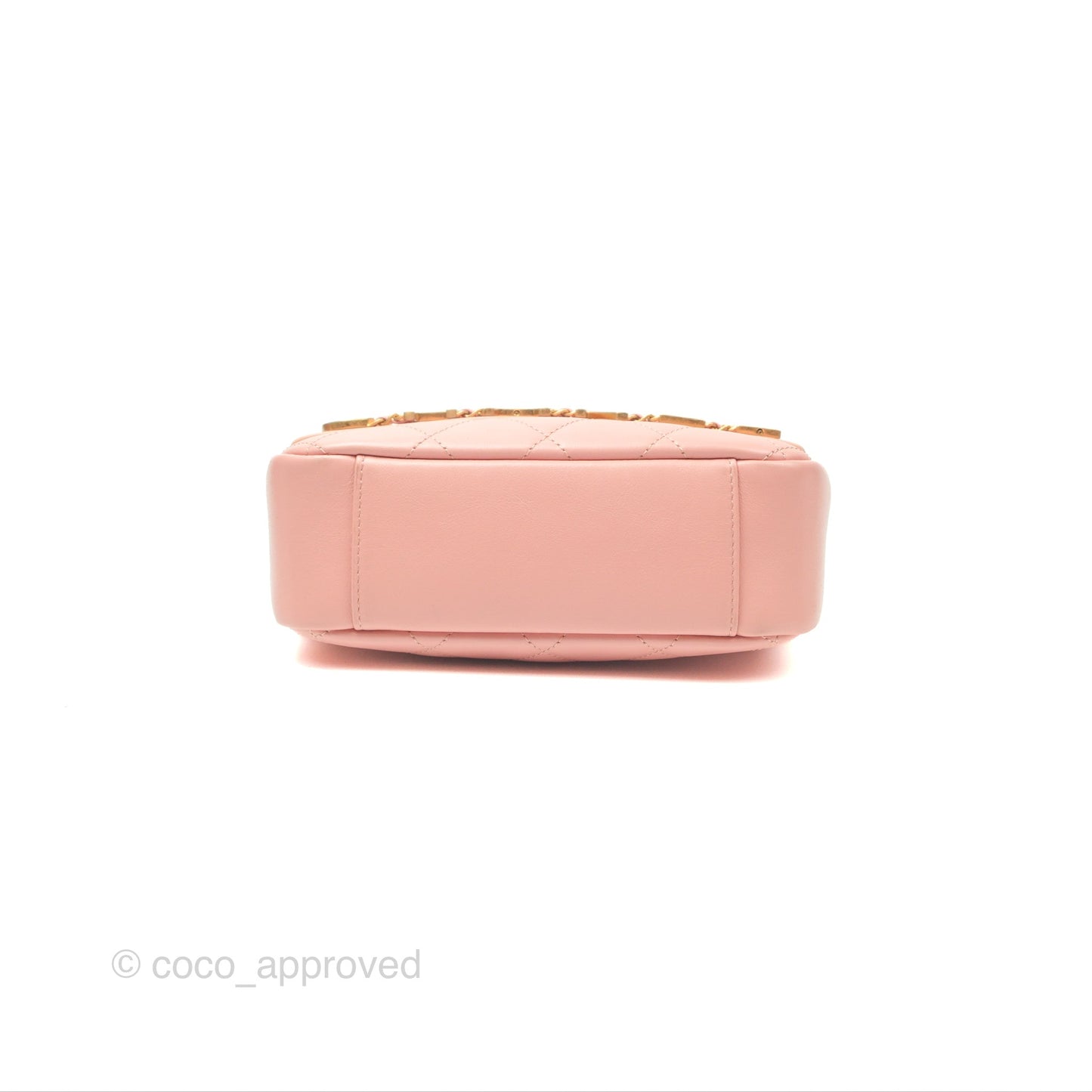 Chanel Logo Enchained Camera Bag Pink Calfskin Aged Gold Hardware