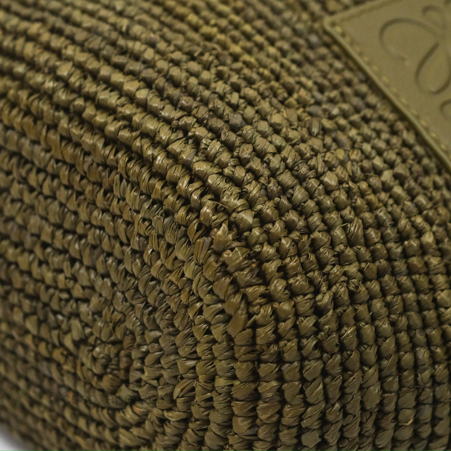 Loewe Mini Slit Bag in Raffia / Calfskin Natural Olive