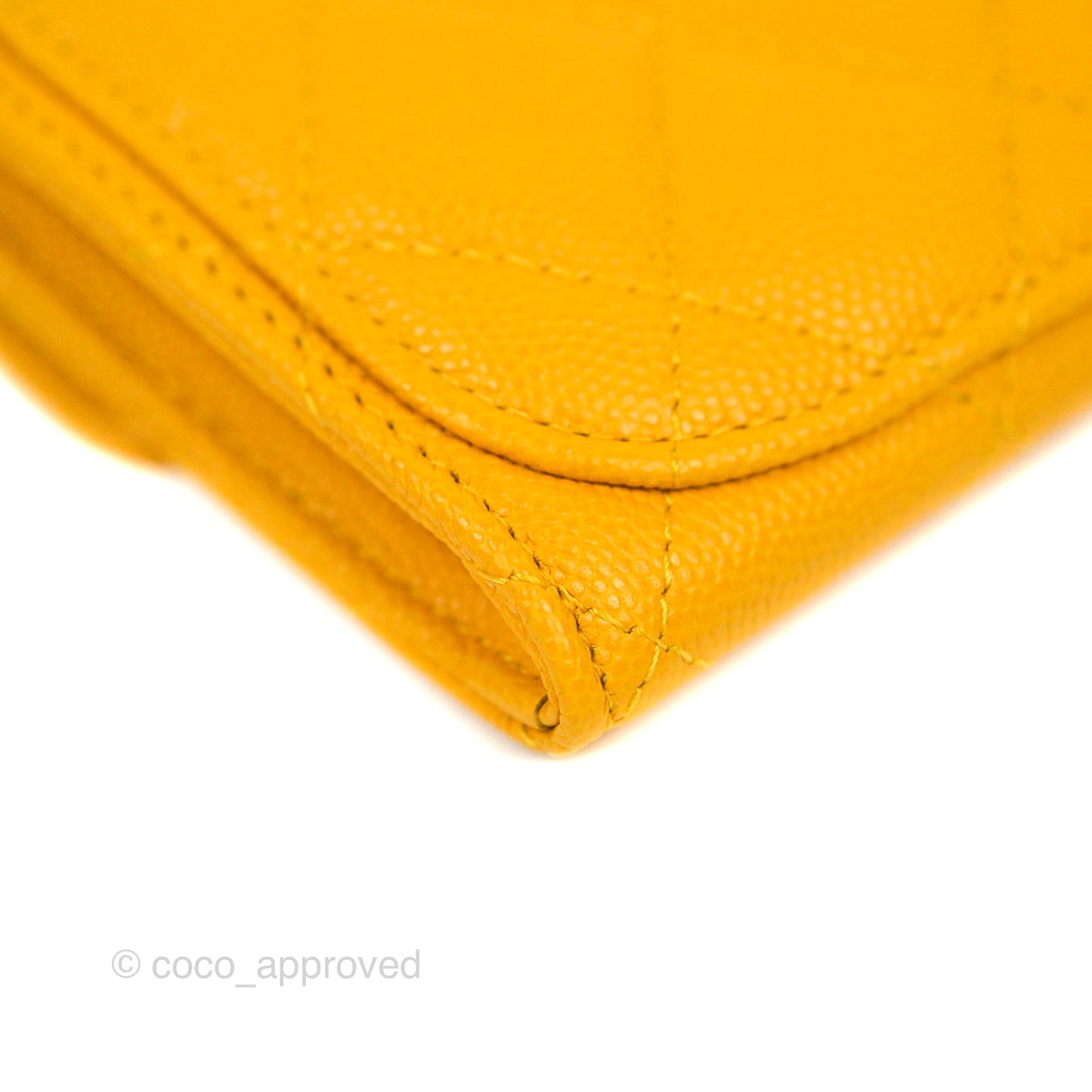 Chanel Classic Flap Coin Purse Yellow Caviar Gold Hardware