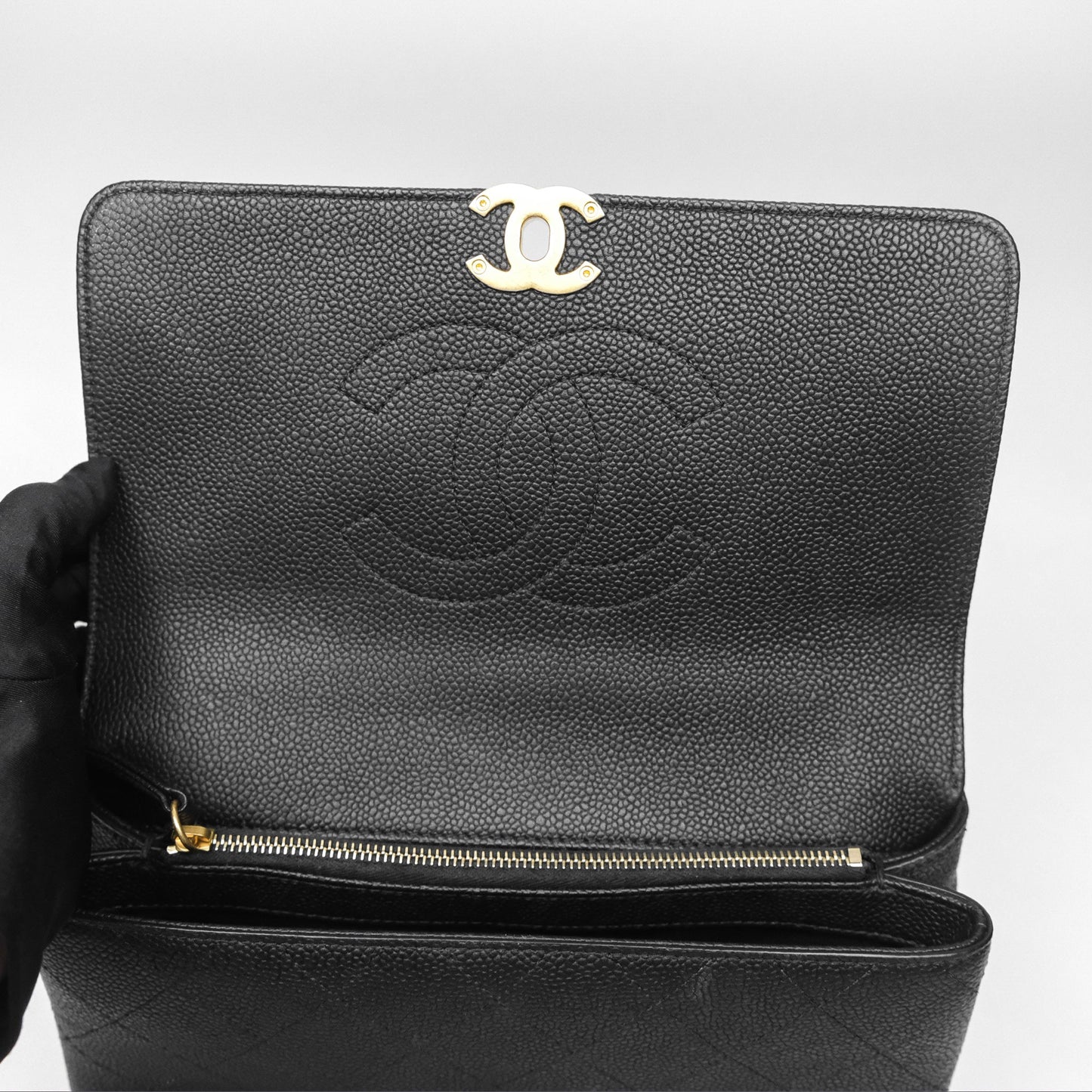 Chanel Small Chic Affinity Grained Calfskin Black Aged Gold Hardware