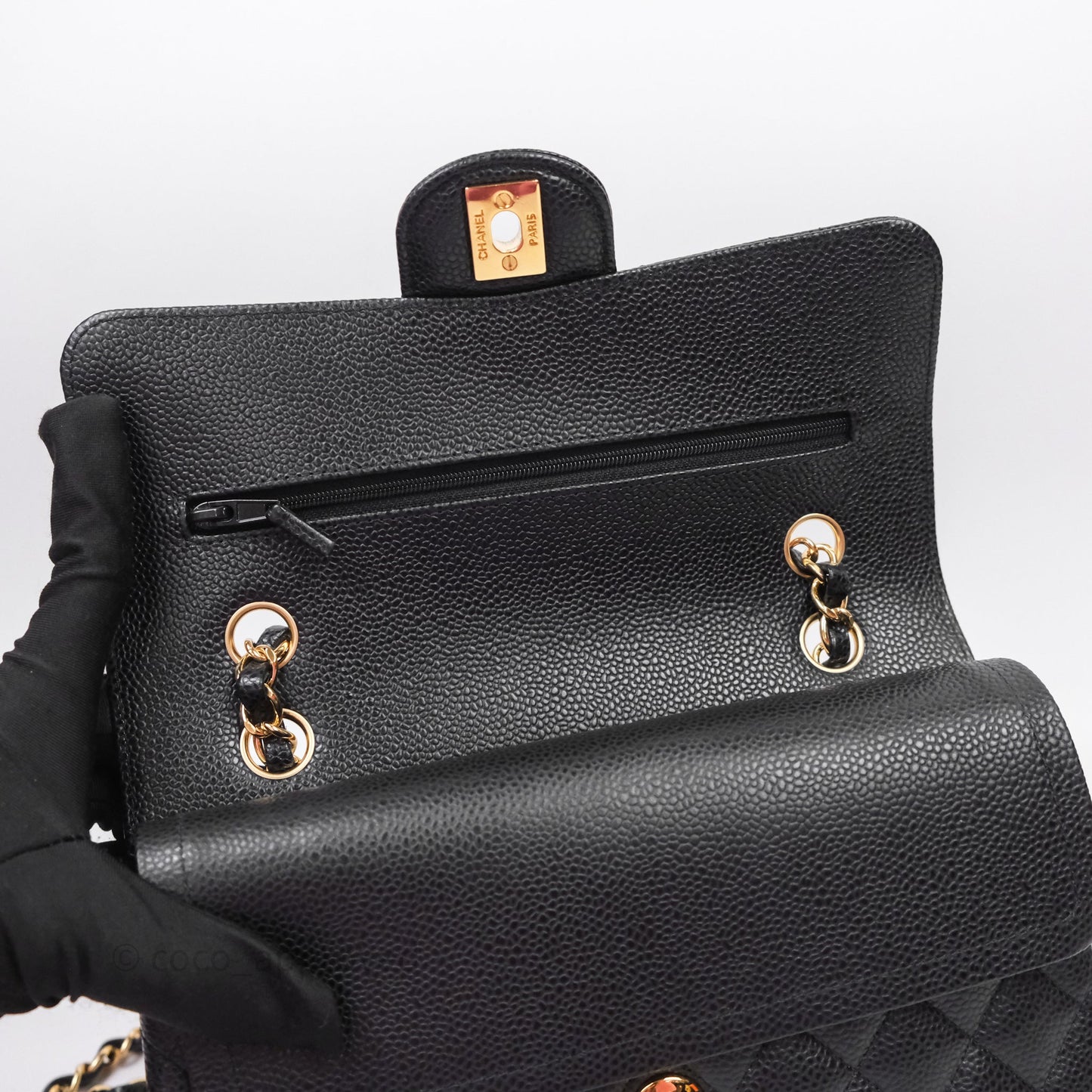 Chanel Small S/M Classic Flap Quilted Black Caviar Gold Hardware