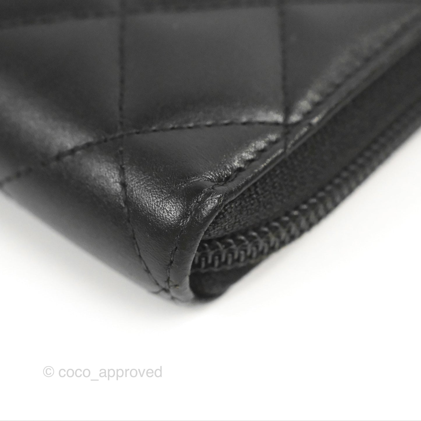 Chanel Quilted Cambon Yen Zip Long Wallet Black Calfskin Silver Hardware