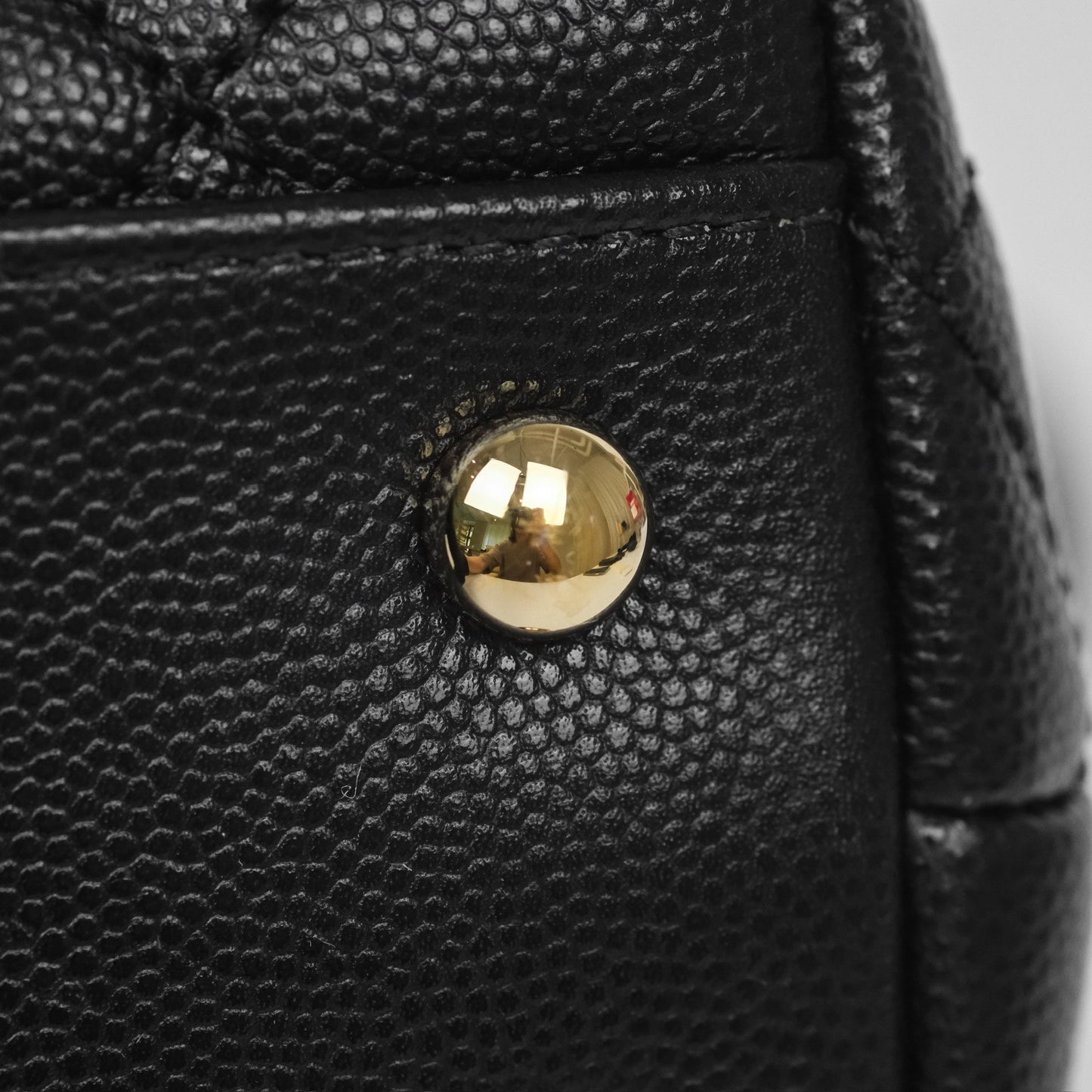 Chanel Small Coco Handle Quilted Black Caviar Gold Hardware Lizard Handle