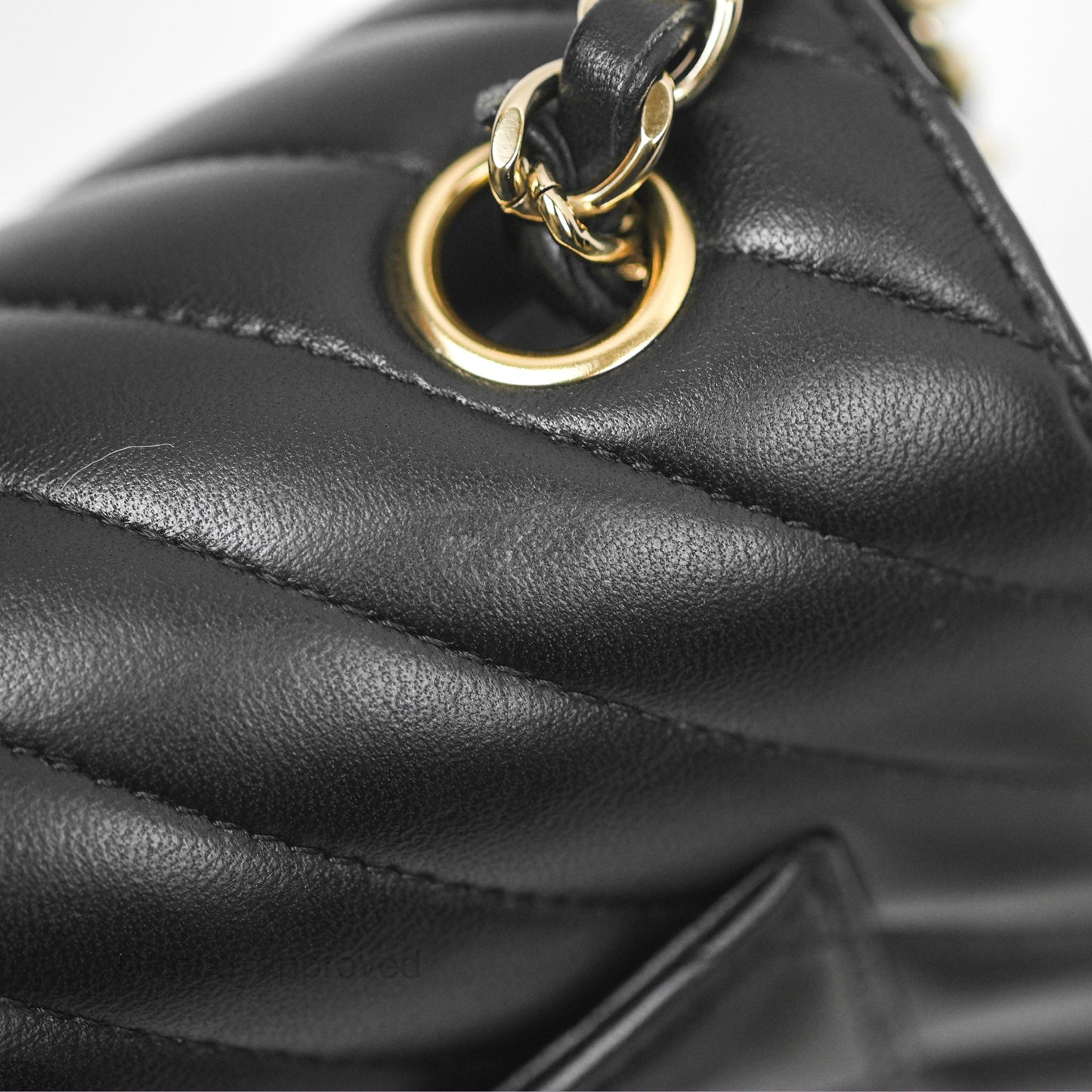 Chanel Chevron Mini Rectangular Flap Black Lambskin Gold Hardware