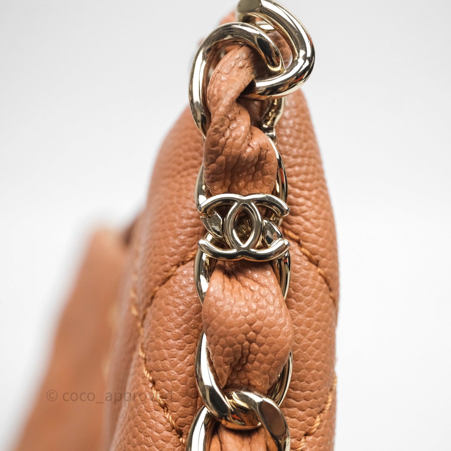 Chanel Small Hobo Shoulder Bag Caviar Beige Gold Hardware
