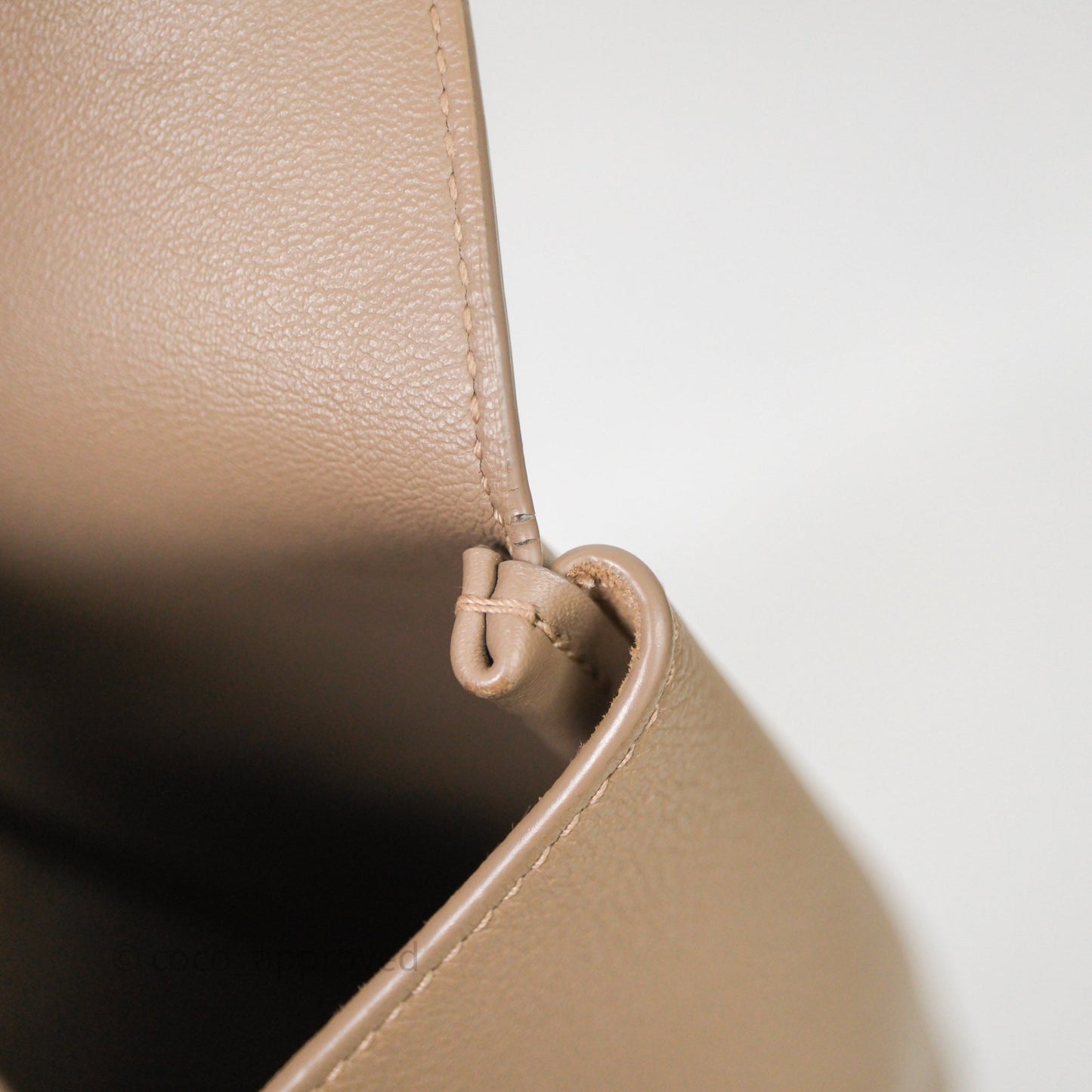 Saint Laurent LE 5 à 7 Supple Large Dusty Grey Grained Leather Gold Hardware