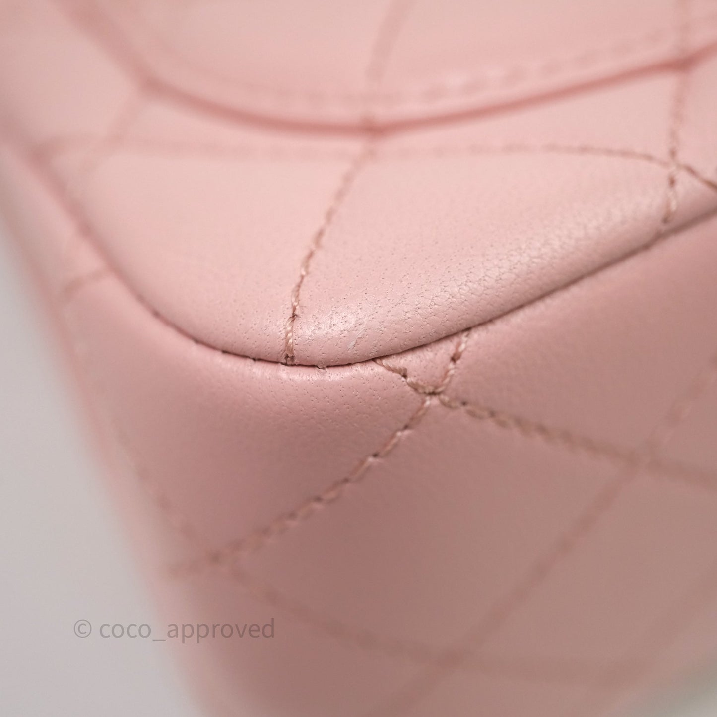 Chanel Quilted Mini Square Flap with Camellia Adjustable Chain Pink Clair Lambskin