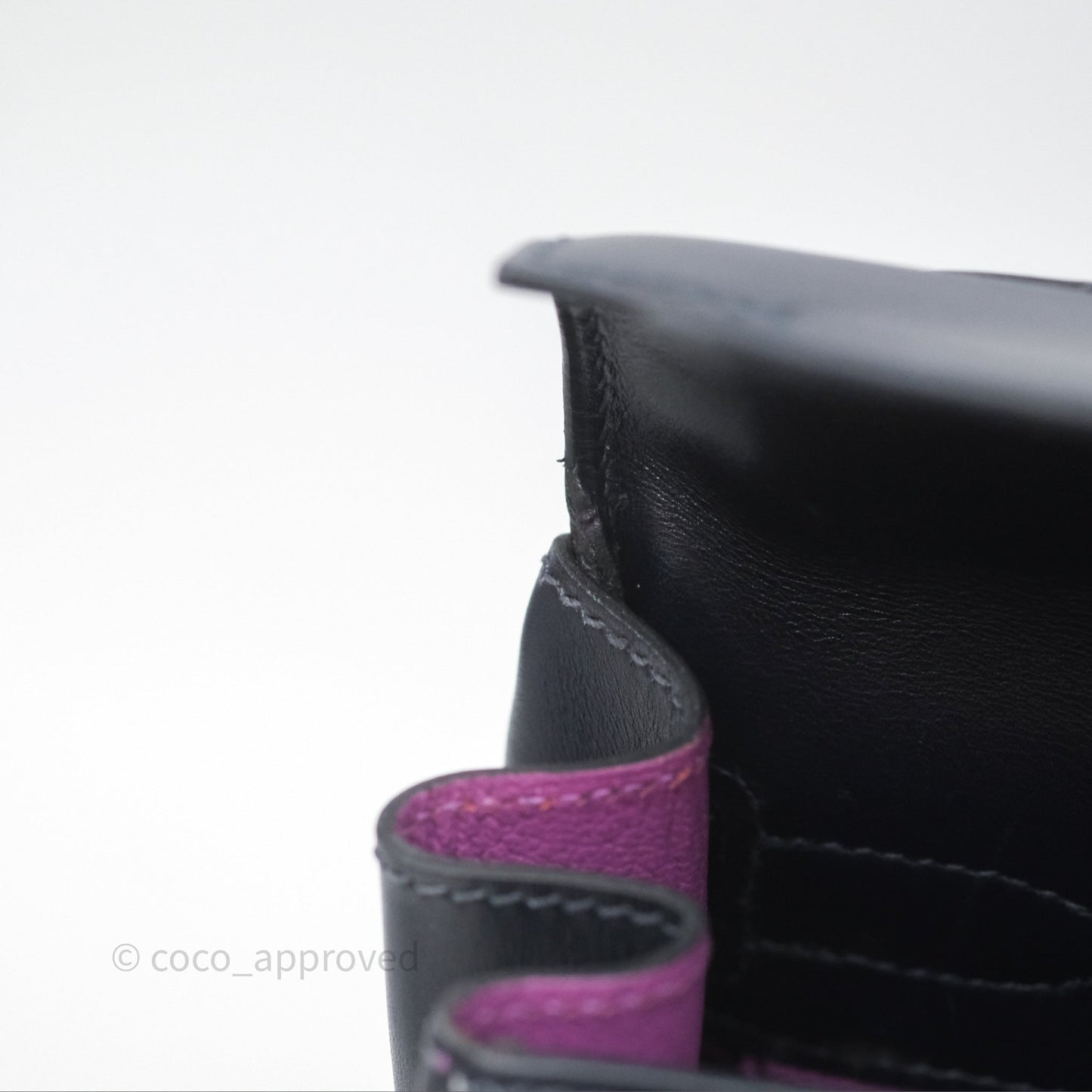 Hermès Vintage Kelly 32 Retourn Navy/Purple Box Leather Palladium Hardware