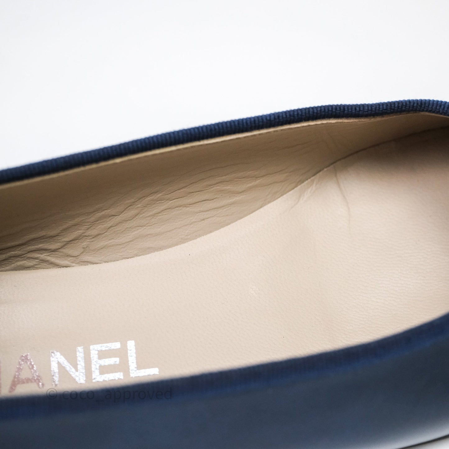 Chanel Ballerina Patent Leather Flats Navy/ Black Size 38.5