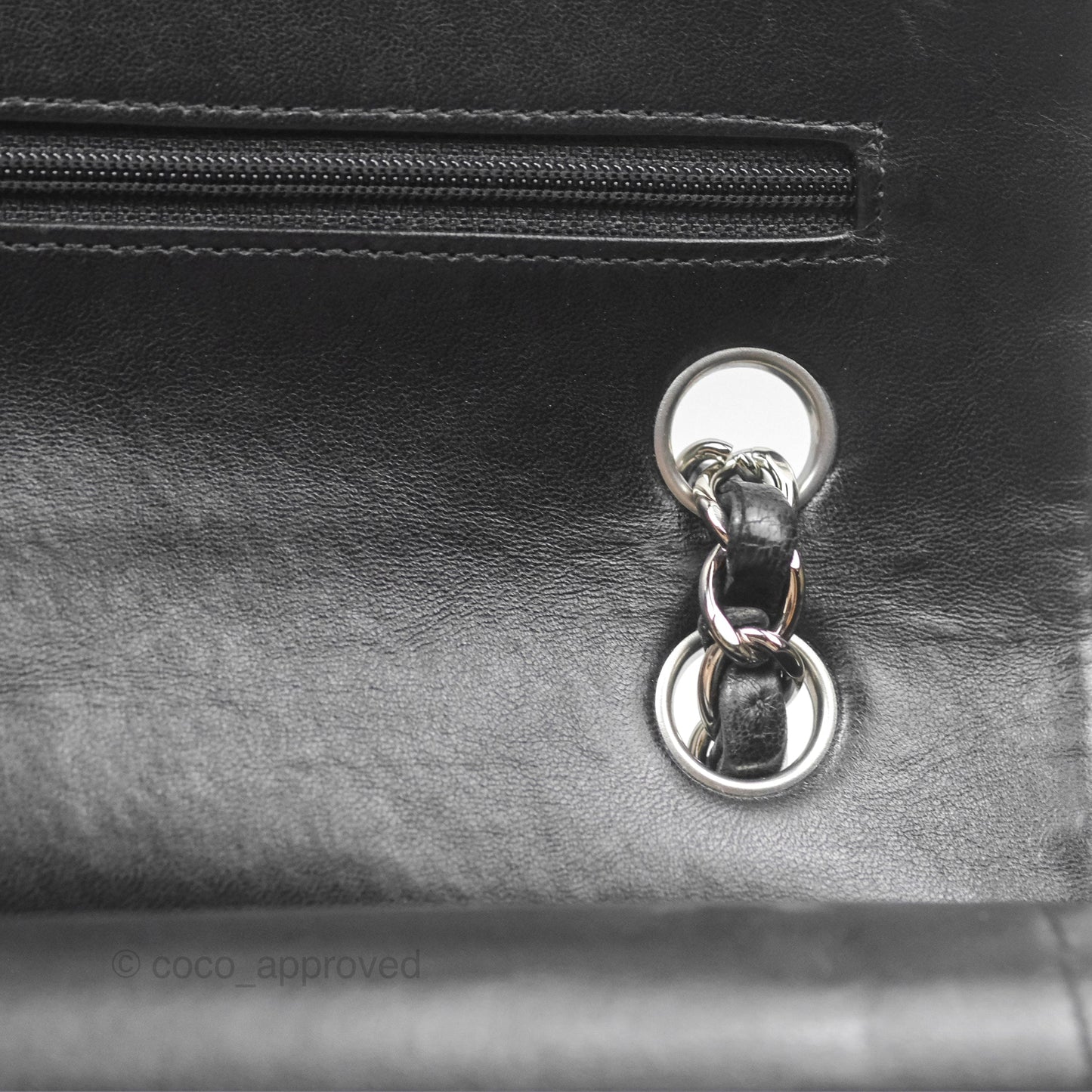 Chanel Classic M/L Medium Flap Quilted Black Lambskin Silver Hardware