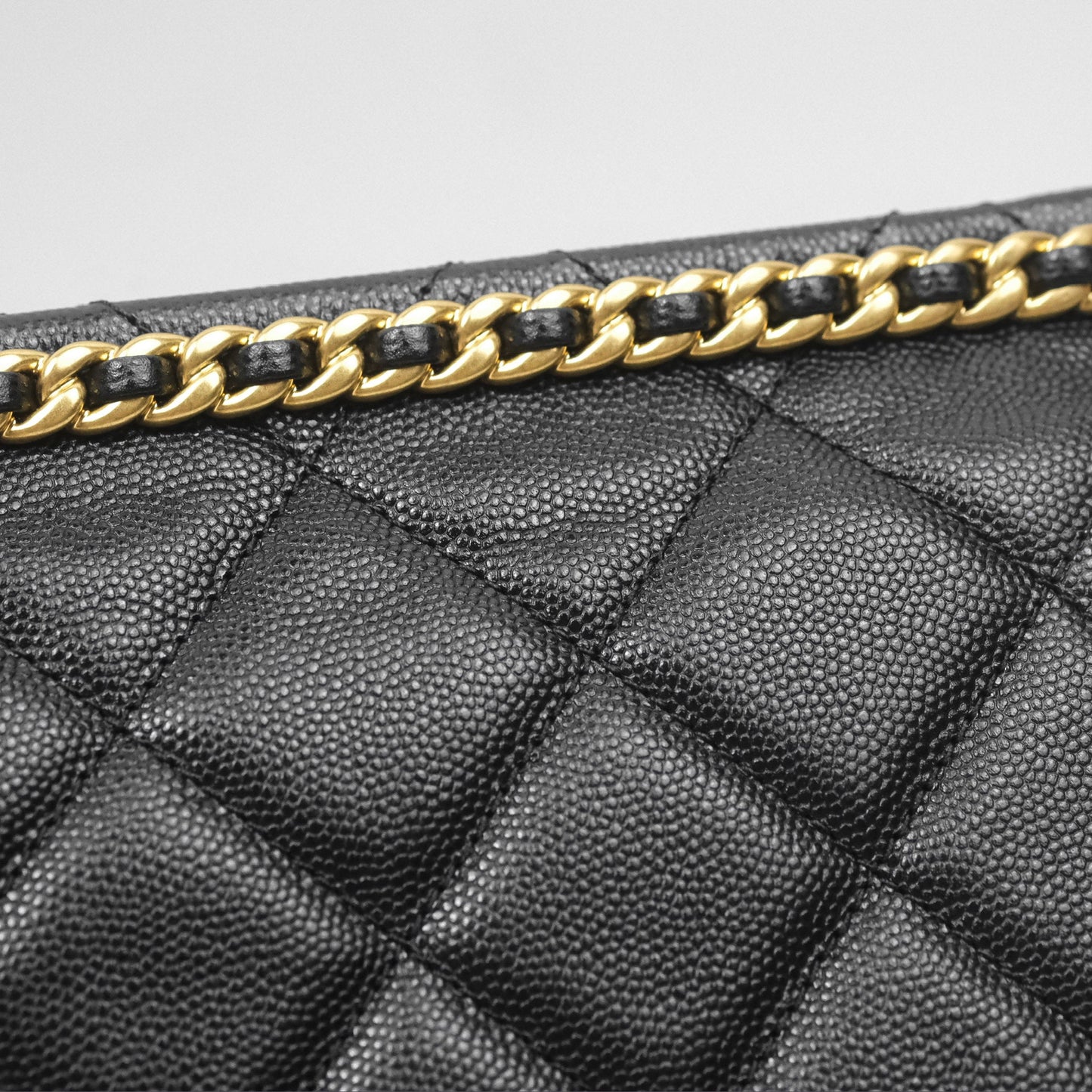 Chanel Chain Flap Bag Black Caviar Aged Gold Hardware 23A