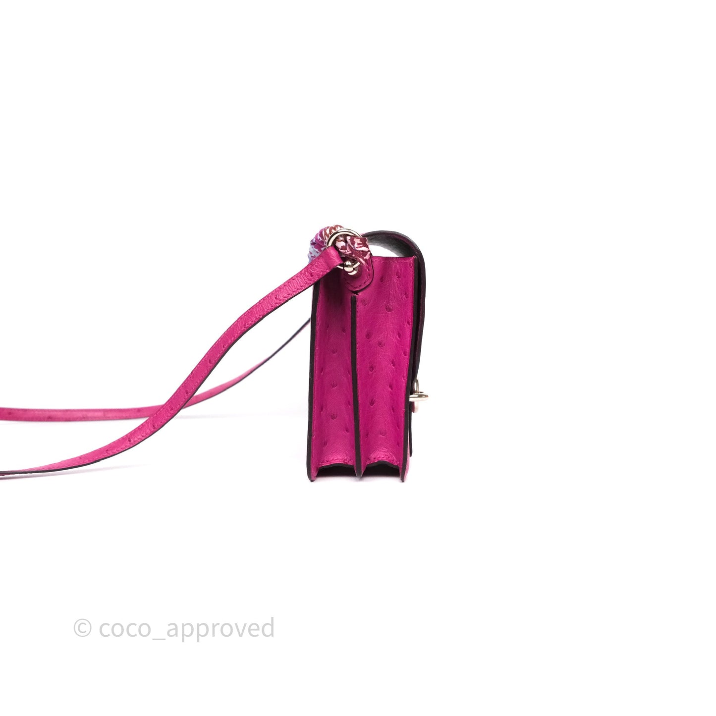 Hermès Roulis Mini 18 Rose Pourpre L3 Autruche Palladium Hardware