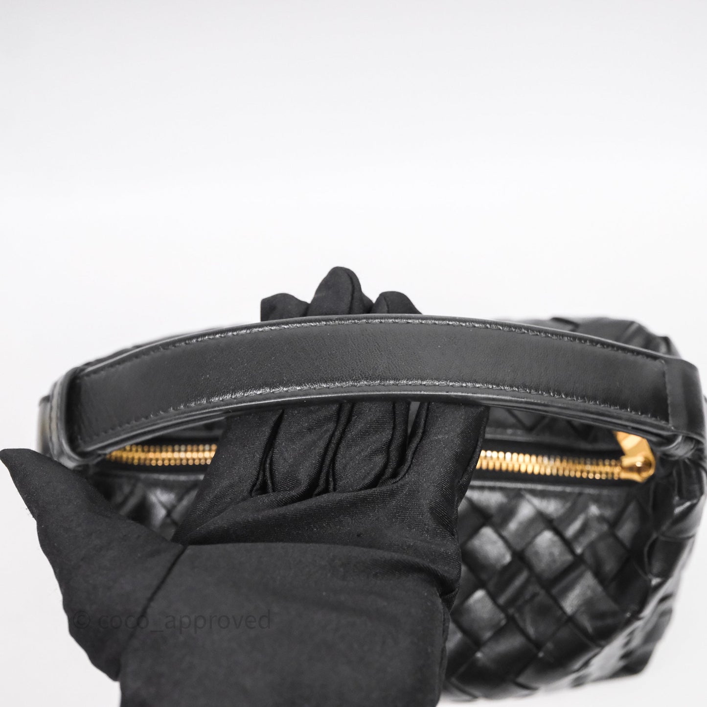 Bottega Veneta Mini Wallace Intrecciato Black Gold Hardware