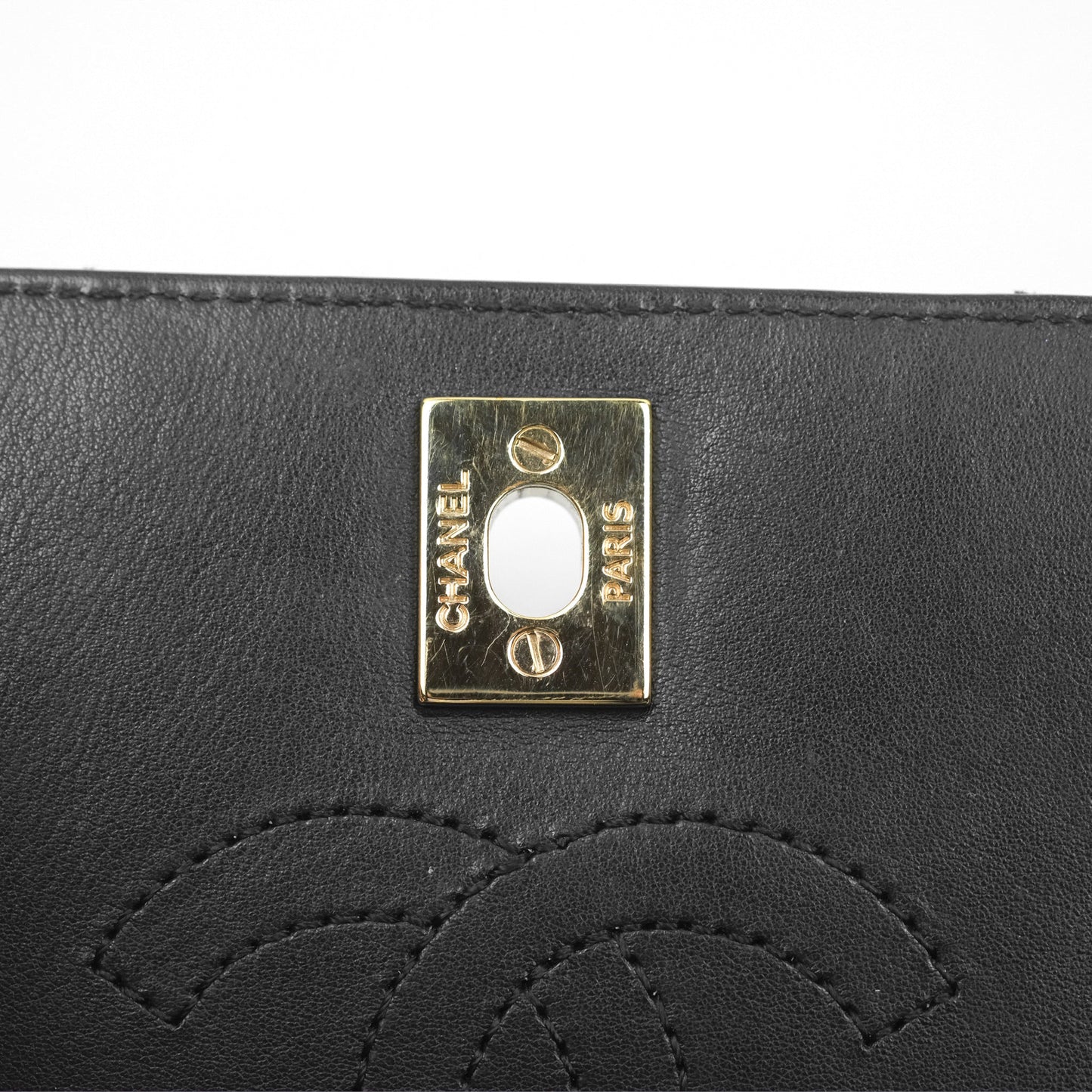 Chanel Small Statement Chevron Flap Bag Black Calfskin Gold Hardware