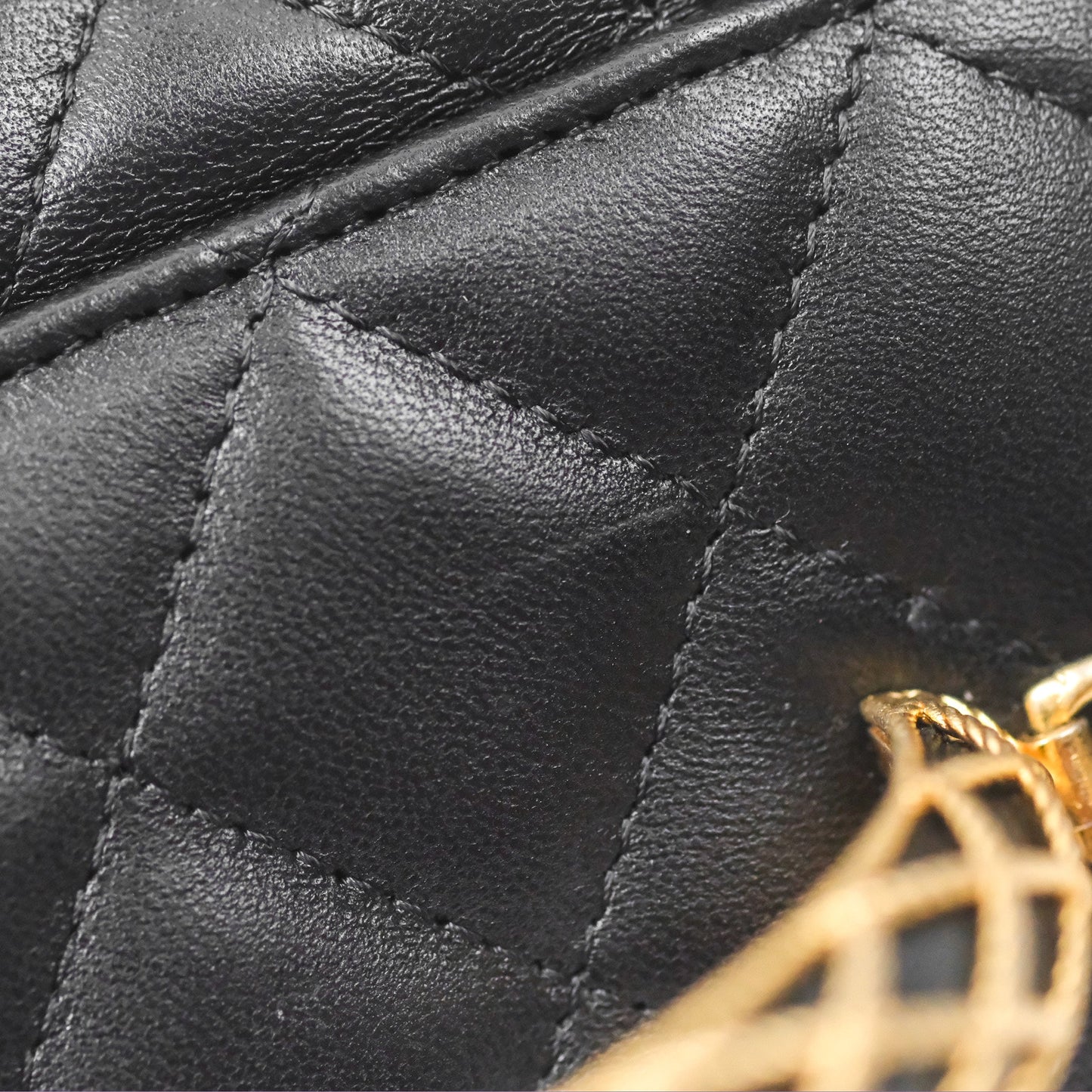 Chanel Top Handle Vanity Rectangular Black Lambskin Gold Hardware