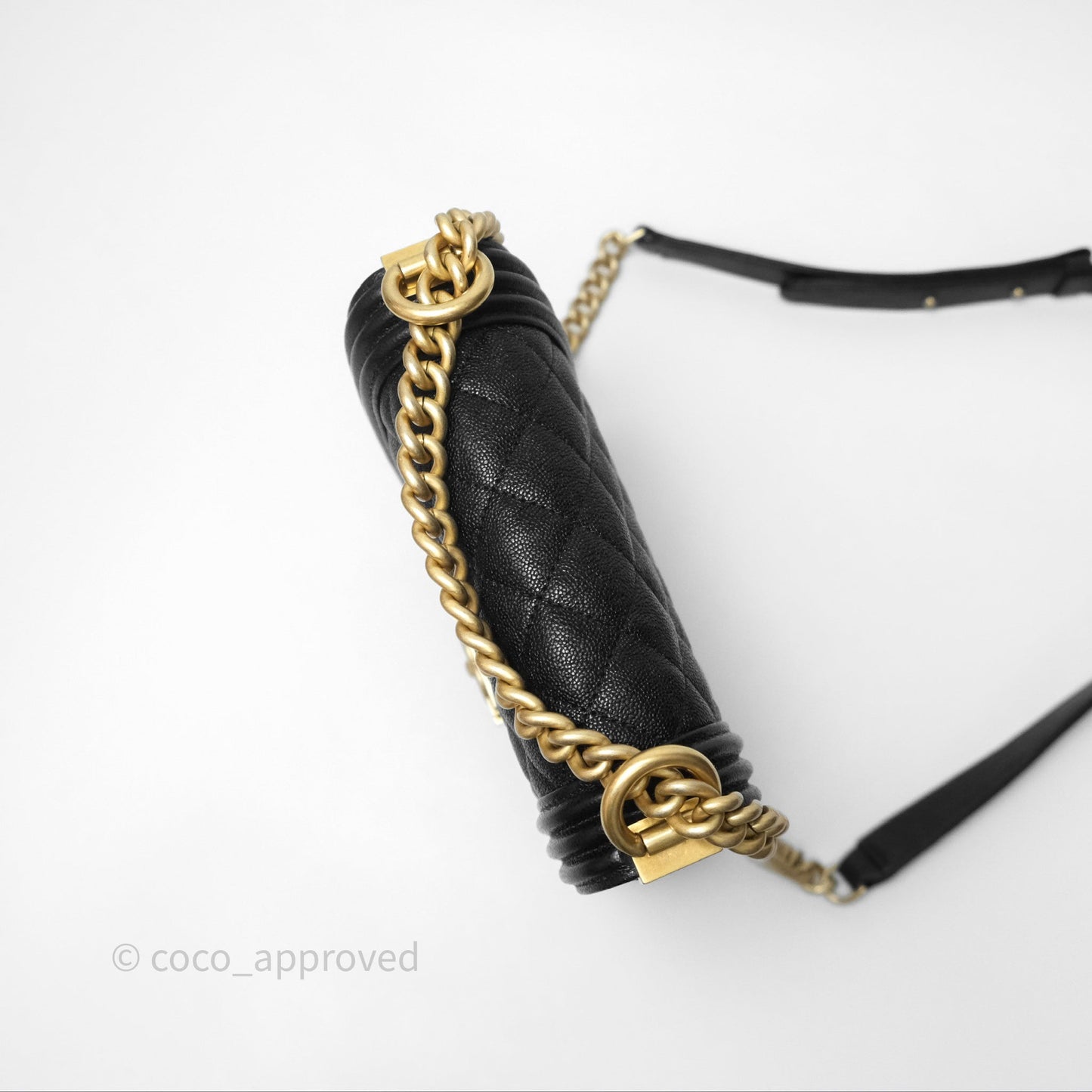 Chanel Quilted North South Boy Flap Black Caviar Aged Gold Hardware