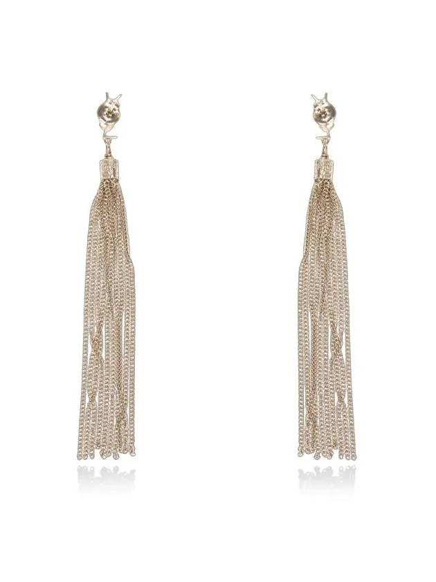 Luxury Saint Laurent Monogram Chain Tassel Loulou  Earrings Gold