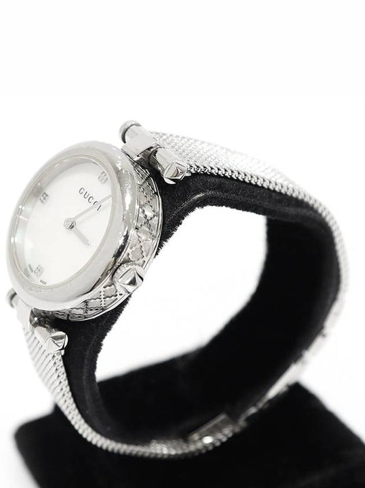 Luxury Gucci Trending 2025 YA141504 141 5 27MM Steel Quartz Mother of Pearl Diamantissima Women s Watch