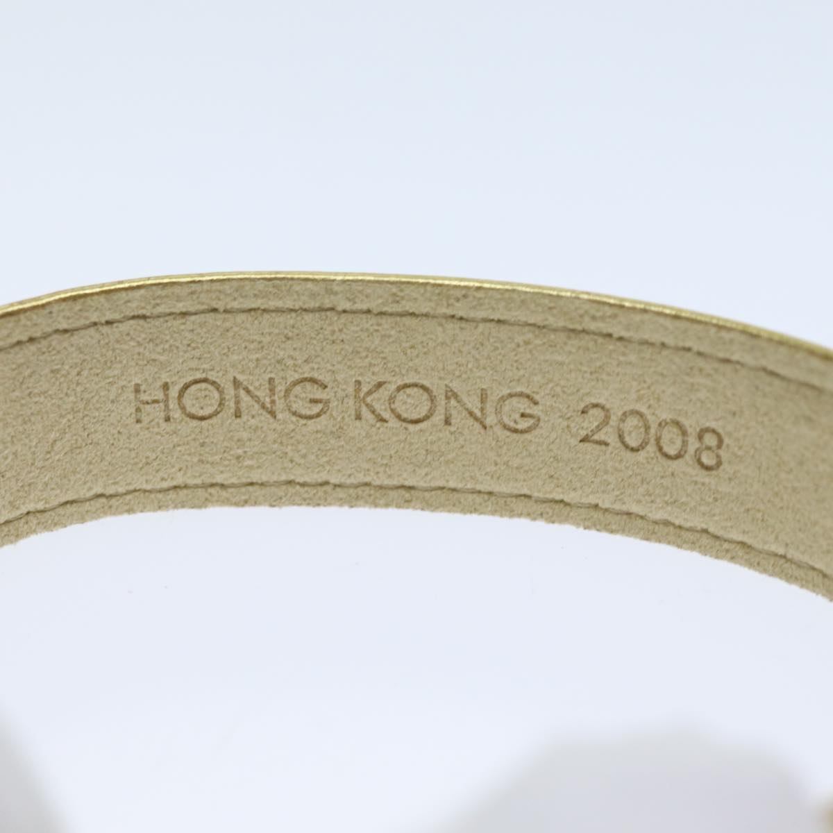 LOUIS VUITTON Suhari Bracelet Leather 2008 Hong Kong Only Gold All LV 74006