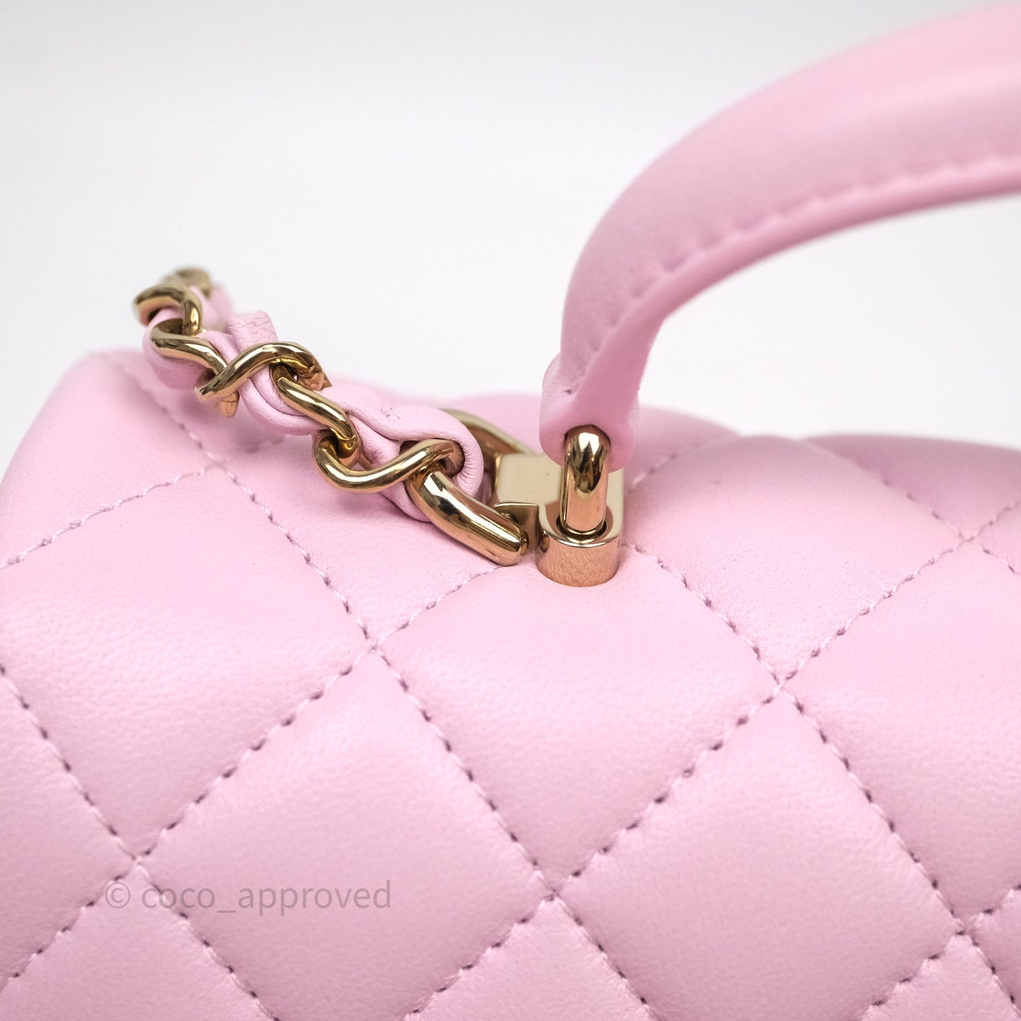 Chanel Top Handle Mini Rectangular Flap Pink Lambskin Gold Hardware