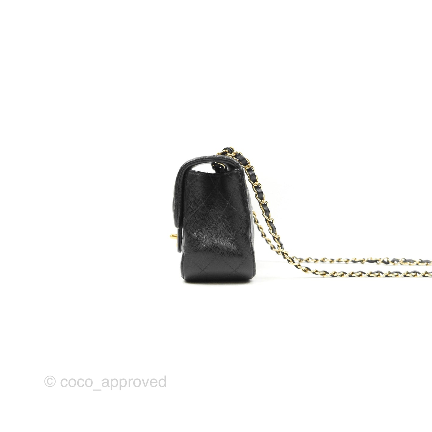 Chanel Mini Square Flap Quilted Black Caviar Gold Hardware