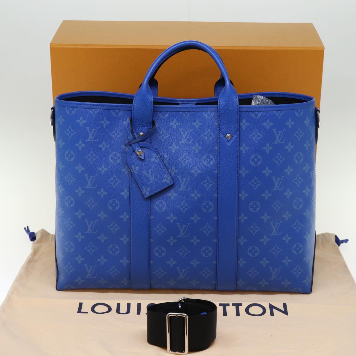 LOUIS VUITTON Taigalama Weekend Tote NM Tote Bag 2way Blue M31010 LV 74022S