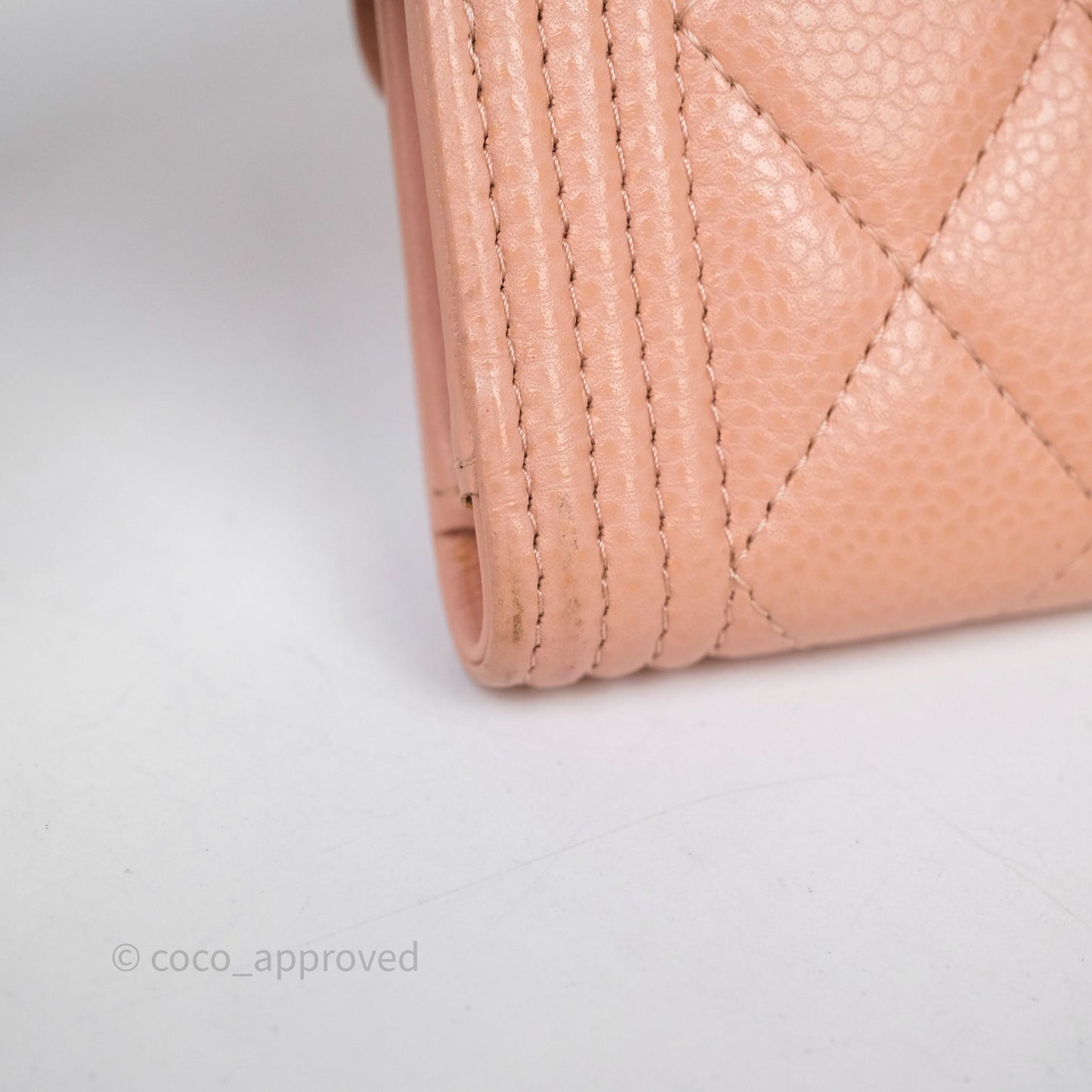 Chanel Quilted Boy Medium Trifold Flap Wallet Pink Caviar Gold Hardware