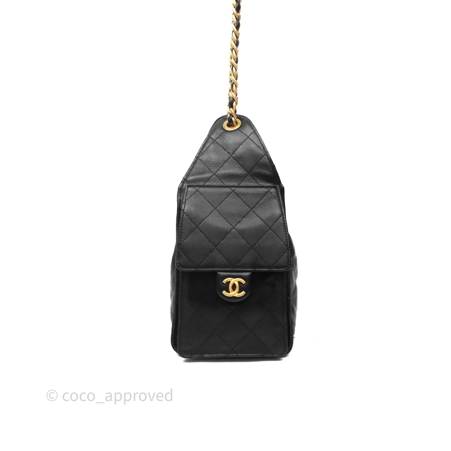 Chanel 25 Small Bag Black Caviar Aged Gold Hardware