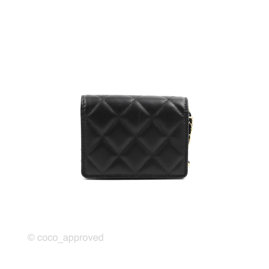 Chanel Flap Card Holder with Cuff Black Lambskin Gold Hardware