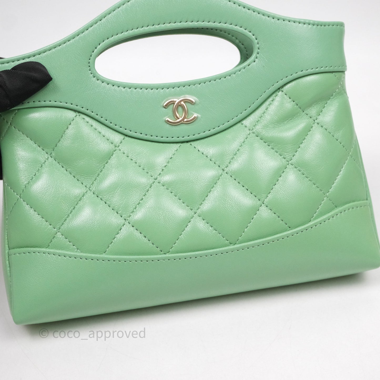 Chanel Nano 31 Green Shiny Lambskin Gold Hardware